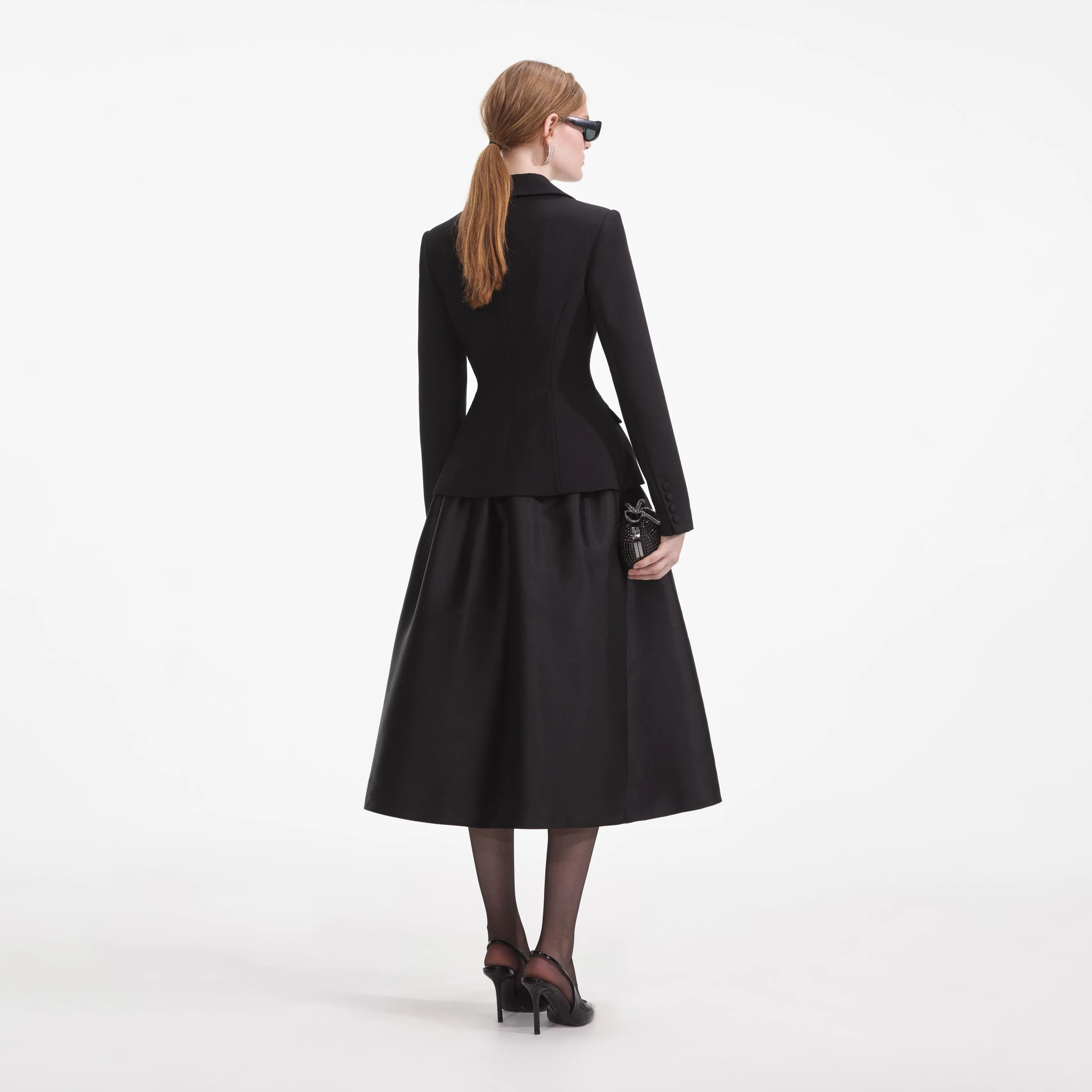 Black Tailored Midi Dress sold by Self-Portrait product image thumbnail 3