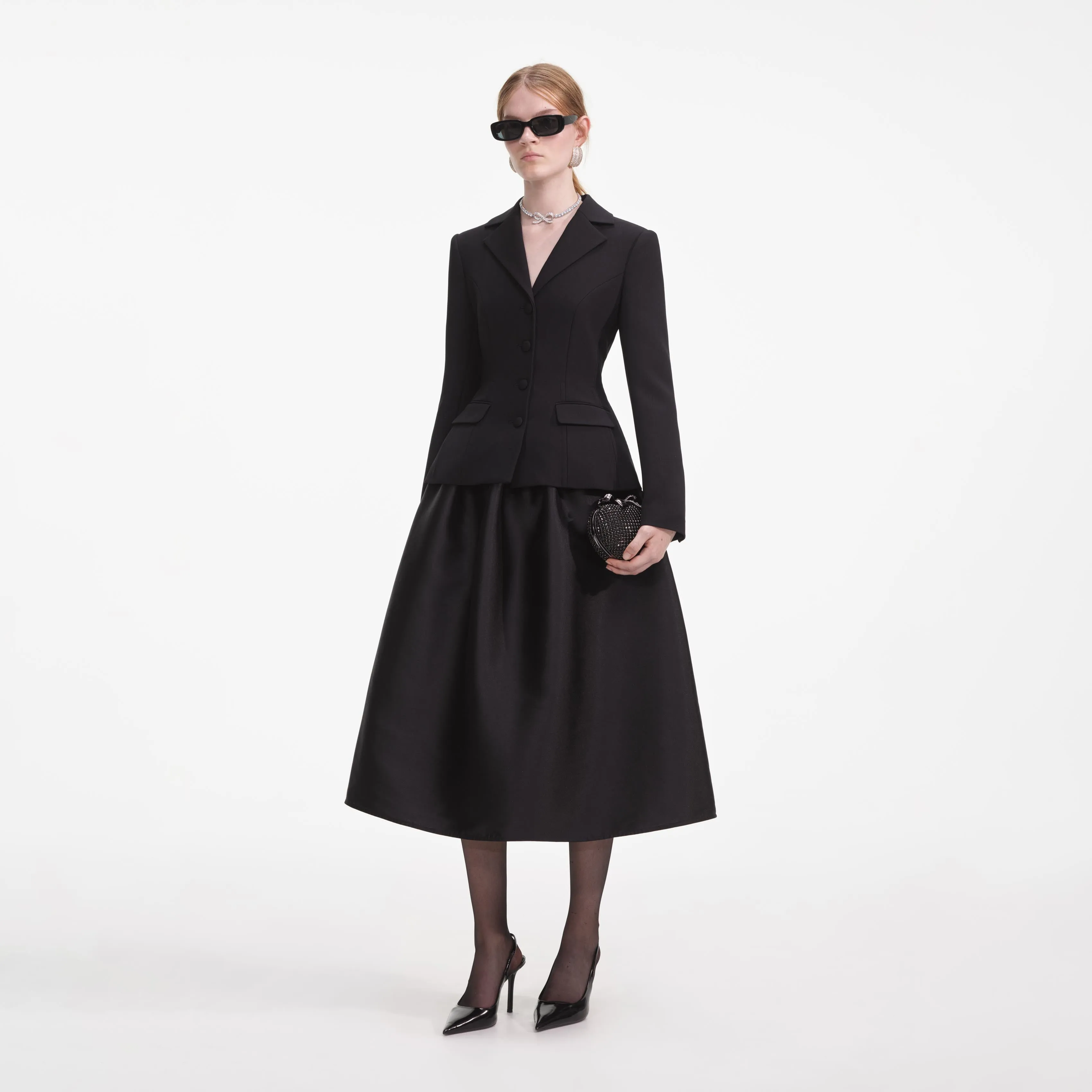 Black Tailored Midi Dress sold by Self-Portrait product image thumbnail 2