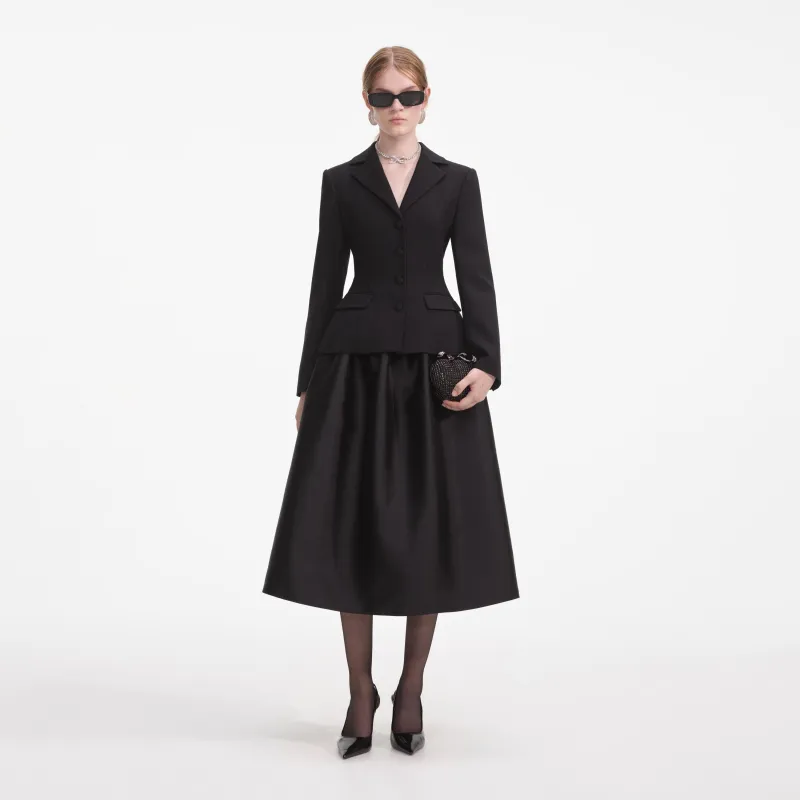 Black Tailored Midi Dress made by Self-Portrait