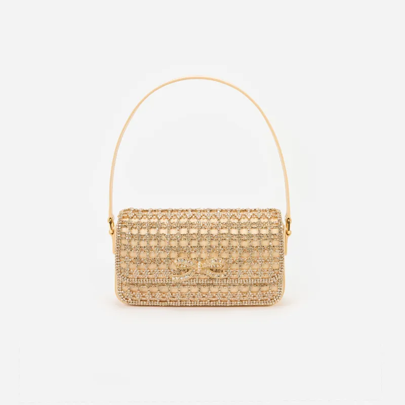 Gold Crystal Shoulder Bag made by Self-Portrait