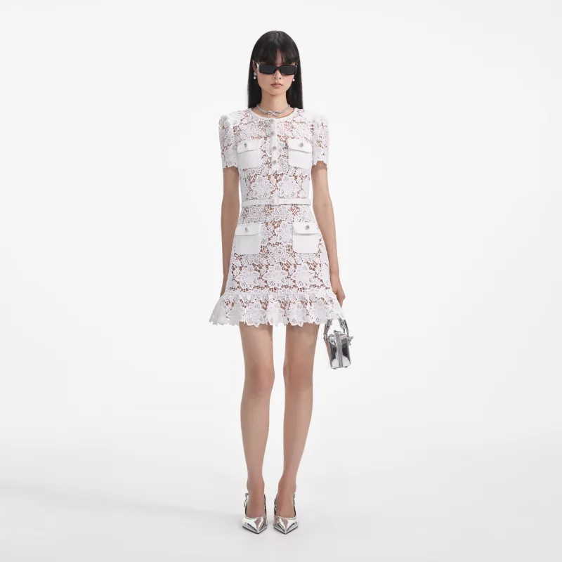 White Lace Mini Dress made by Self-Portrait