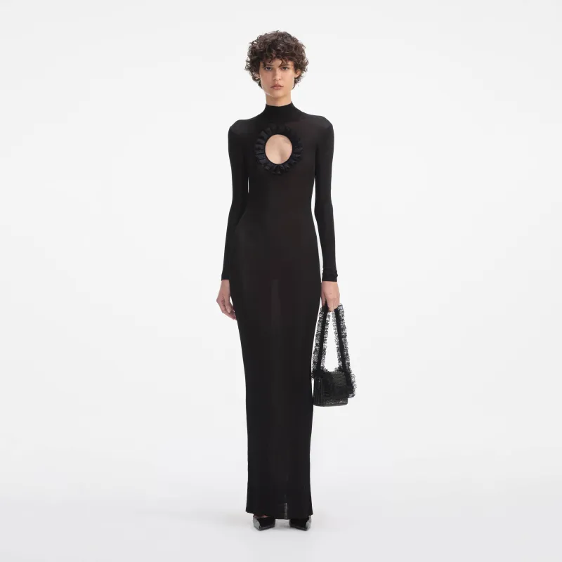 Black Knit Cut Out Maxi Dress made by Self-Portrait