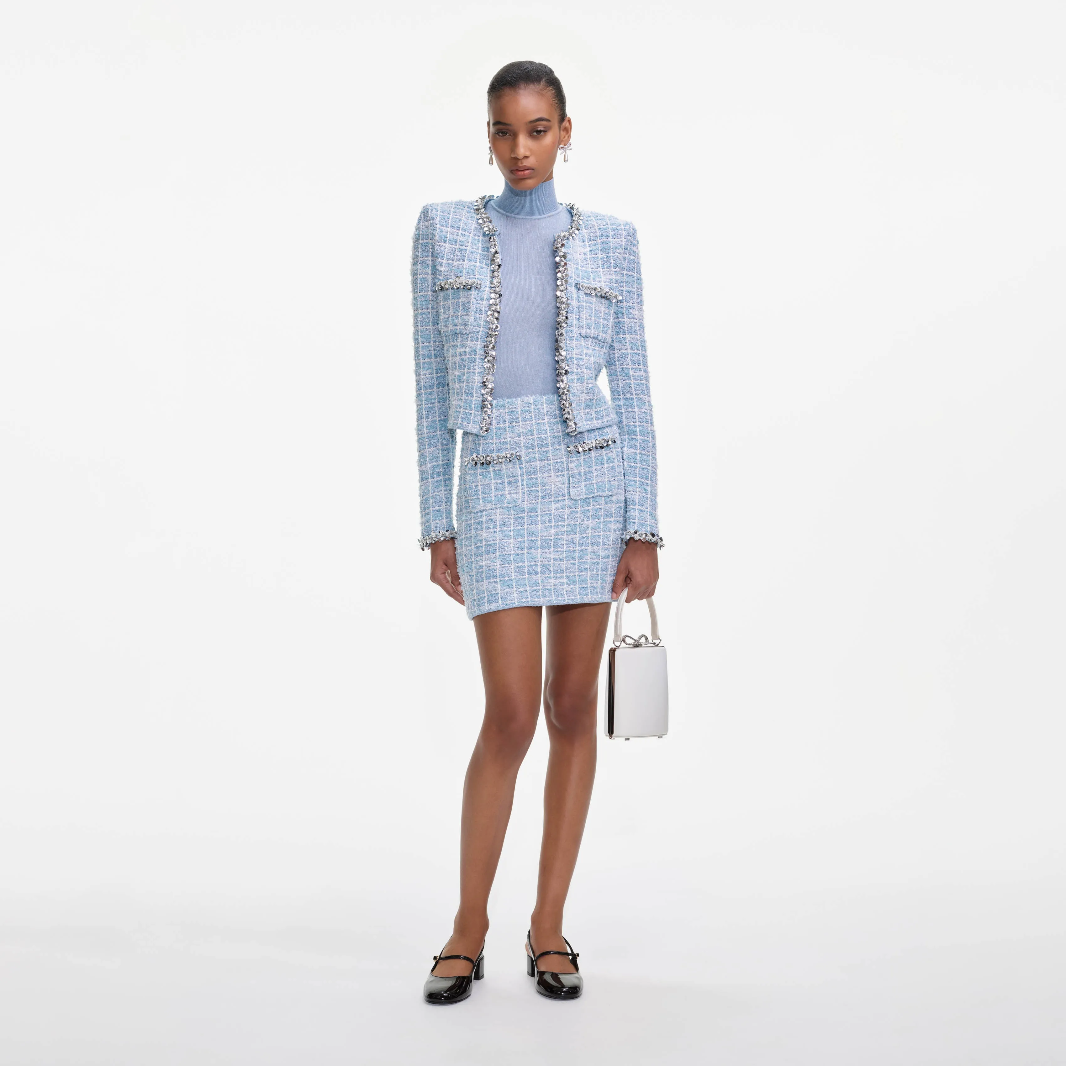 Blue Check Cardigan sold by Self-Portrait product image thumbnail 4