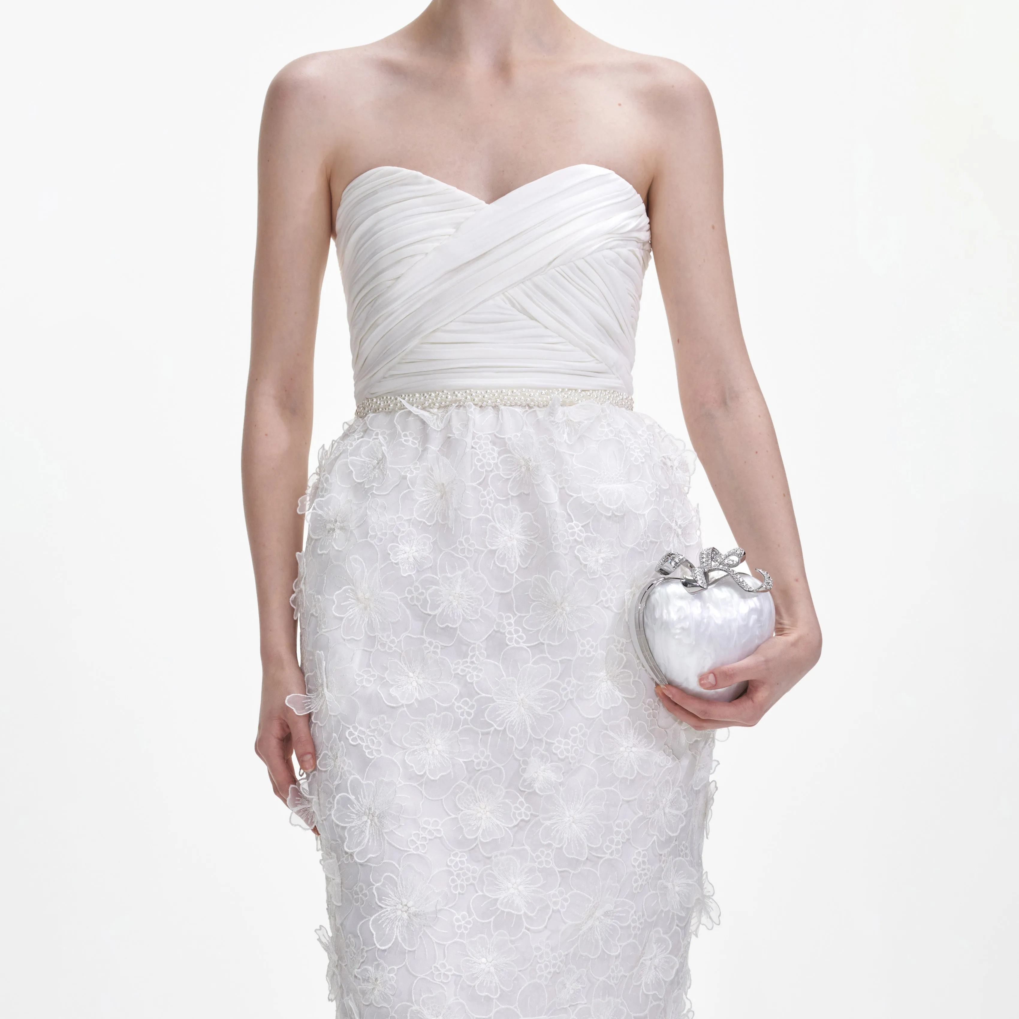 White Organza Bandeau Midi Dress sold by Self-Portrait product image thumbnail 4
