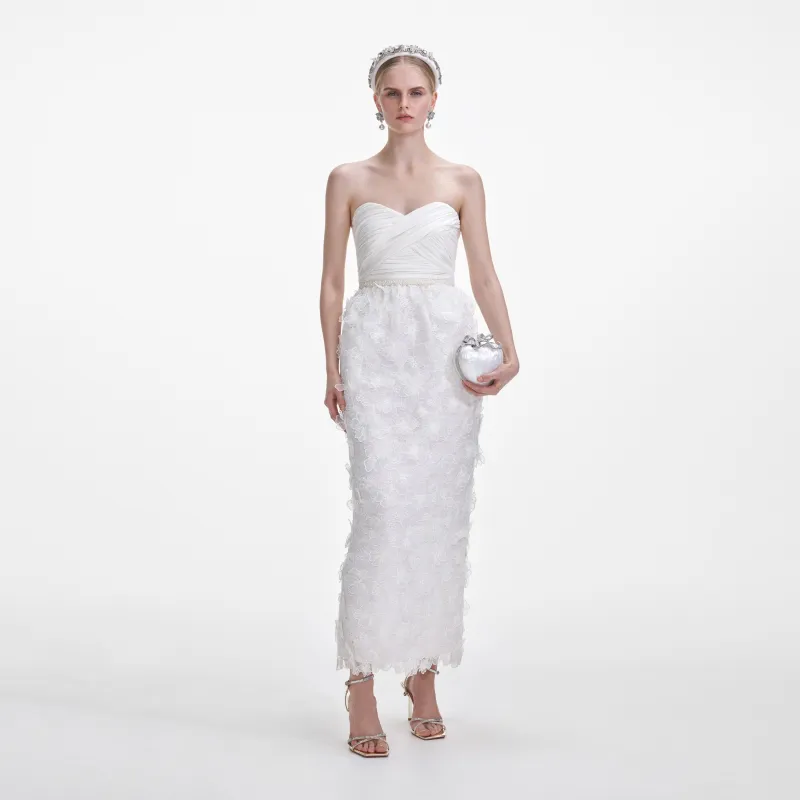 White Organza Bandeau Midi Dress made by Self-Portrait