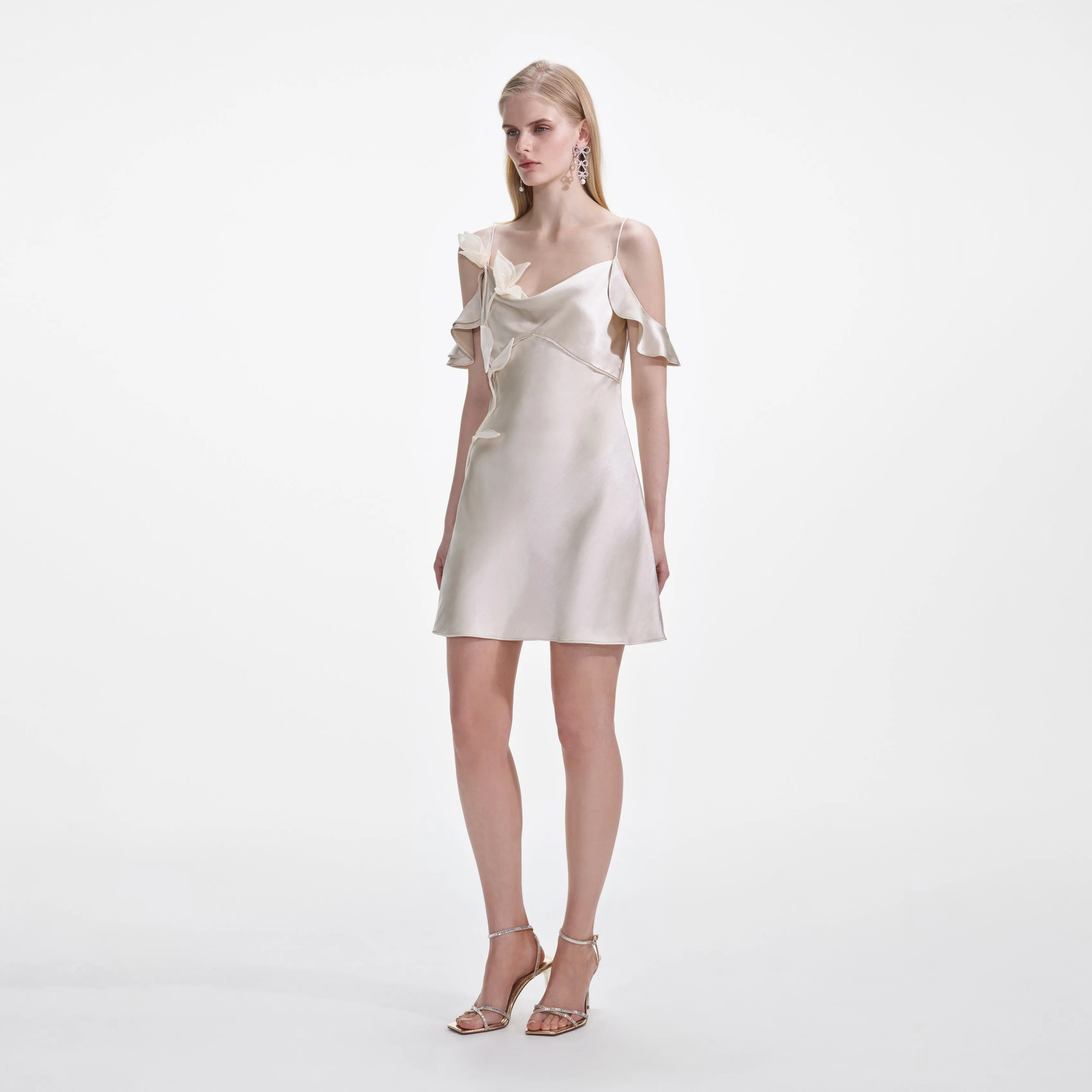 Champagne Flower Satin Mini Dress sold by Self-Portrait product image thumbnail 2