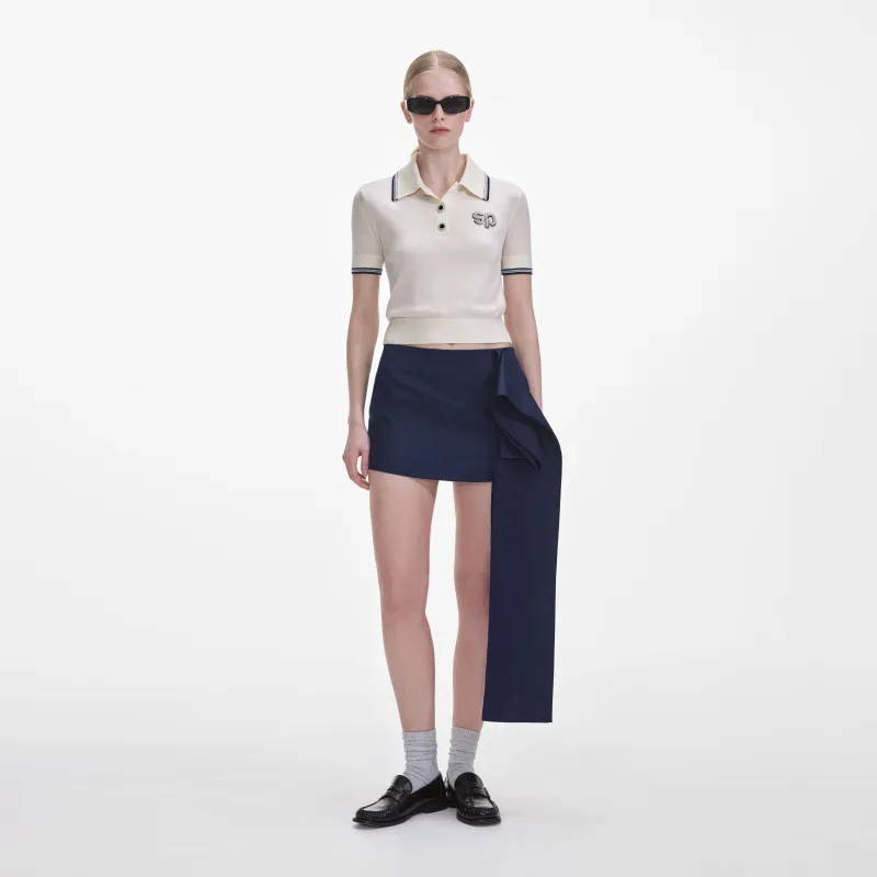 Navy Nylon Mini Skirt made by Self-Portrait