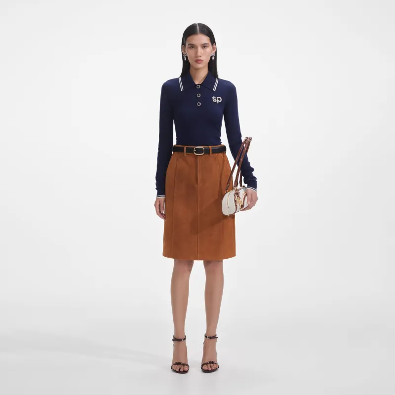 Brown Suede Midi Skirt made by Self-Portrait