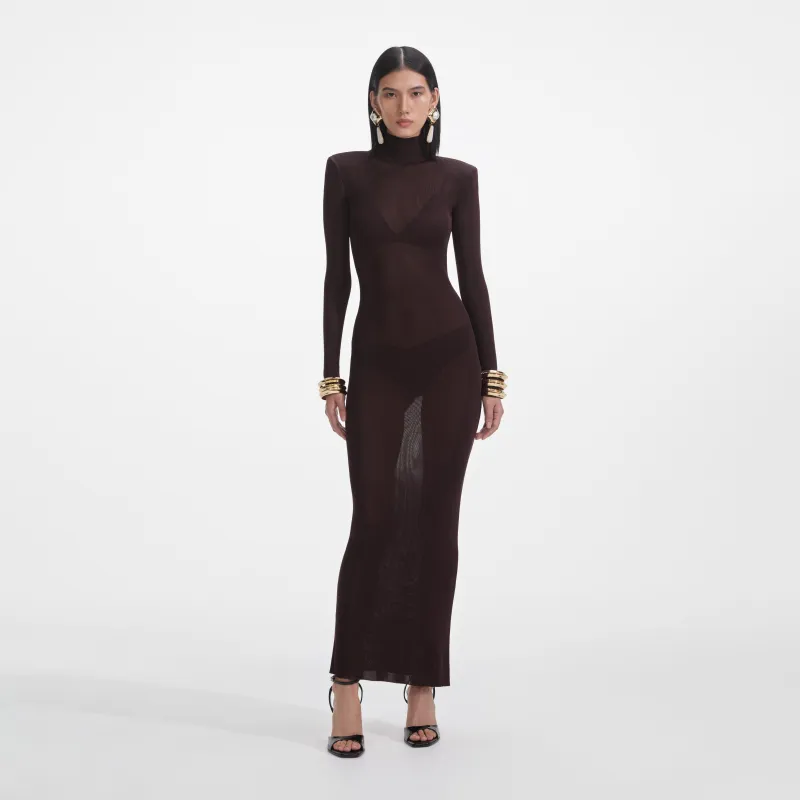 Brown Viscose Knit Maxi Dress made by Self-Portrait