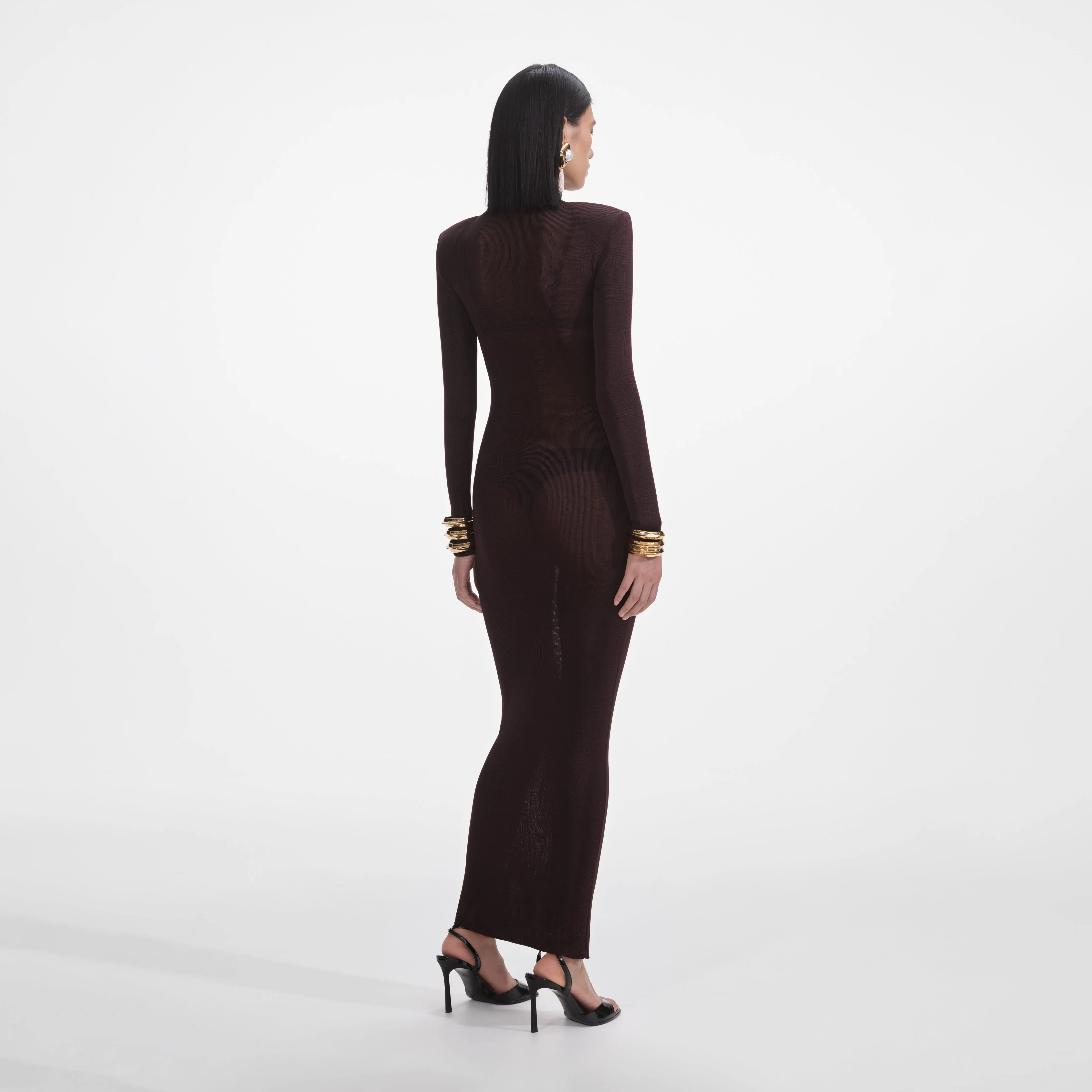 Brown Viscose Knit Maxi Dress sold by Self-Portrait product image thumbnail 3