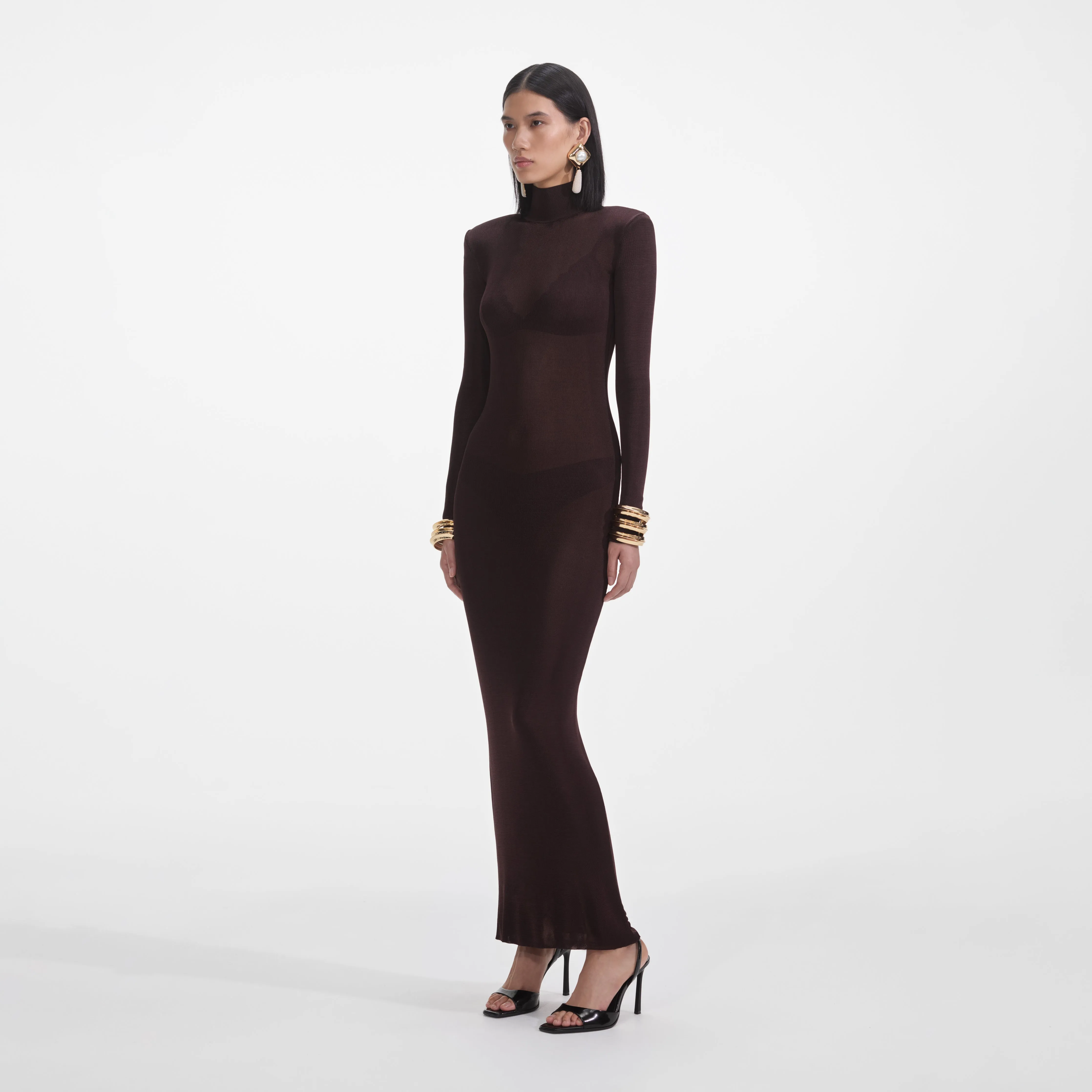 Brown Viscose Knit Maxi Dress sold by Self-Portrait product image thumbnail 2