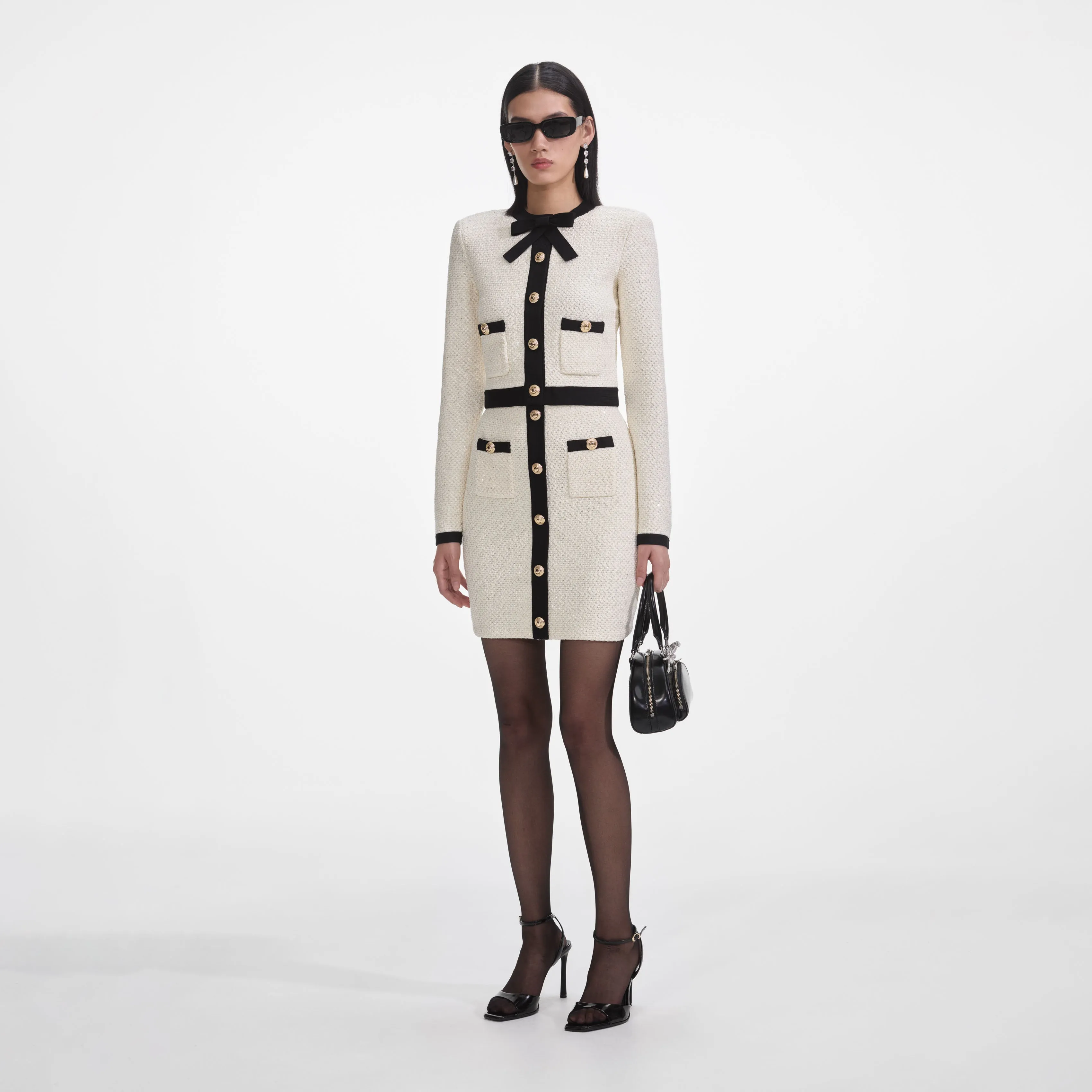 Cream Sequin Knit Mini Skirt sold by Self-Portrait product image thumbnail 2