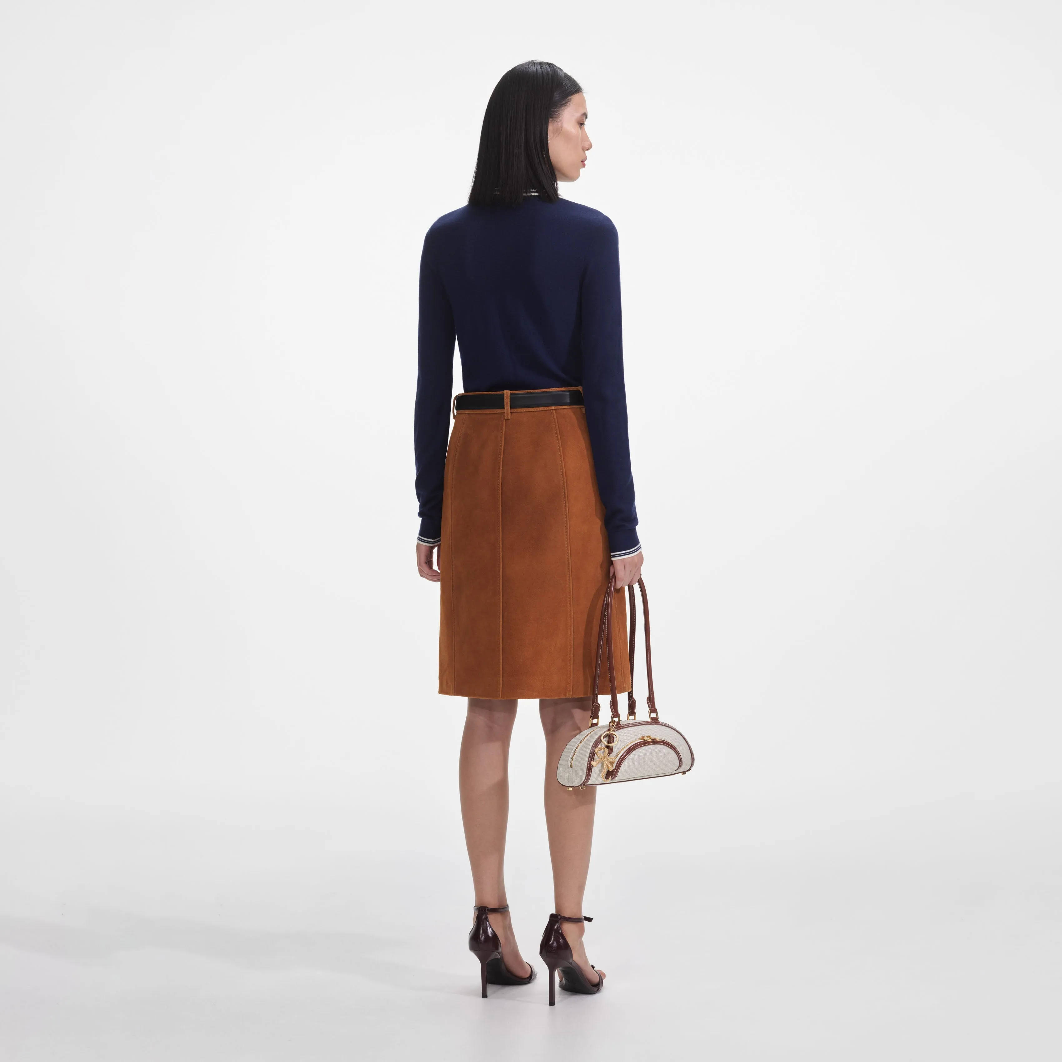Navy Knit Long Sleeve SP Polo Top sold by Self-Portrait product image thumbnail 3