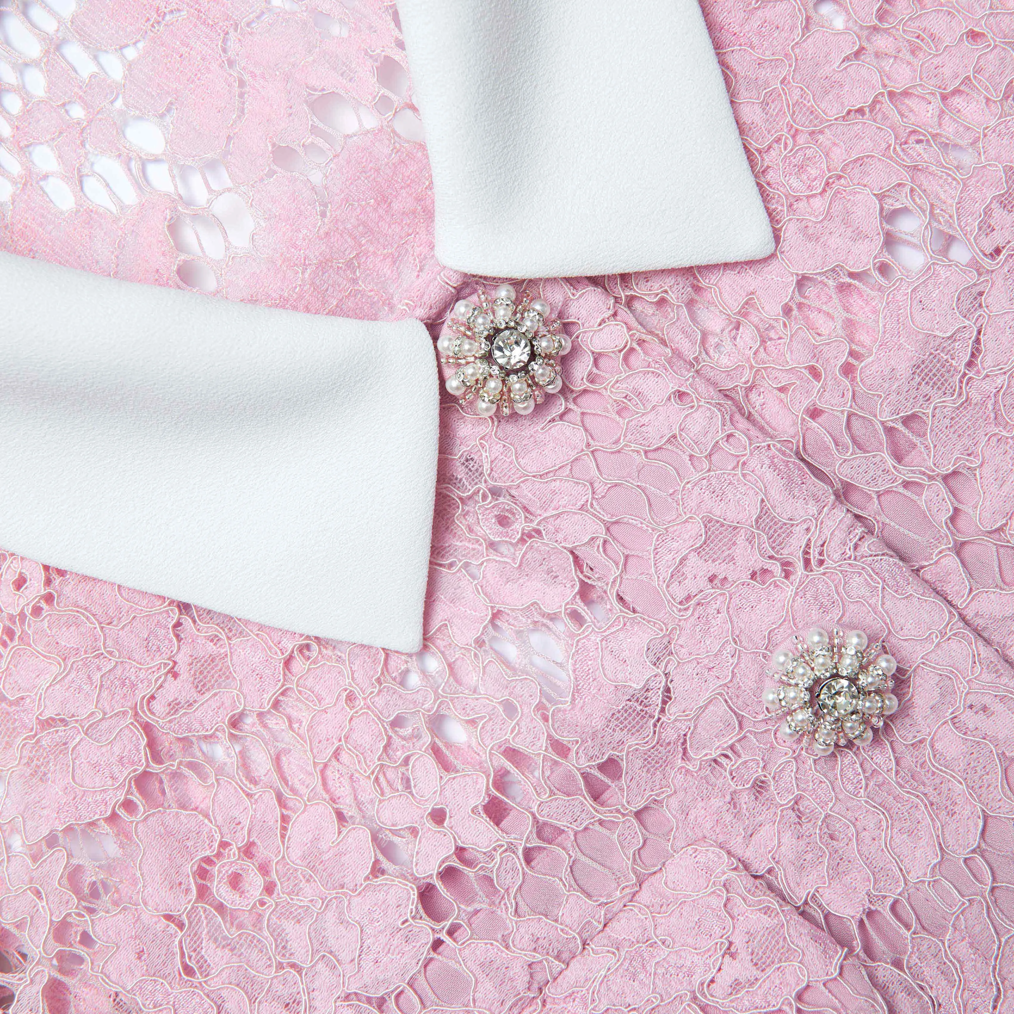 Pink Lace Contrast Collared Mini Dress sold by Self-Portrait product image thumbnail 5