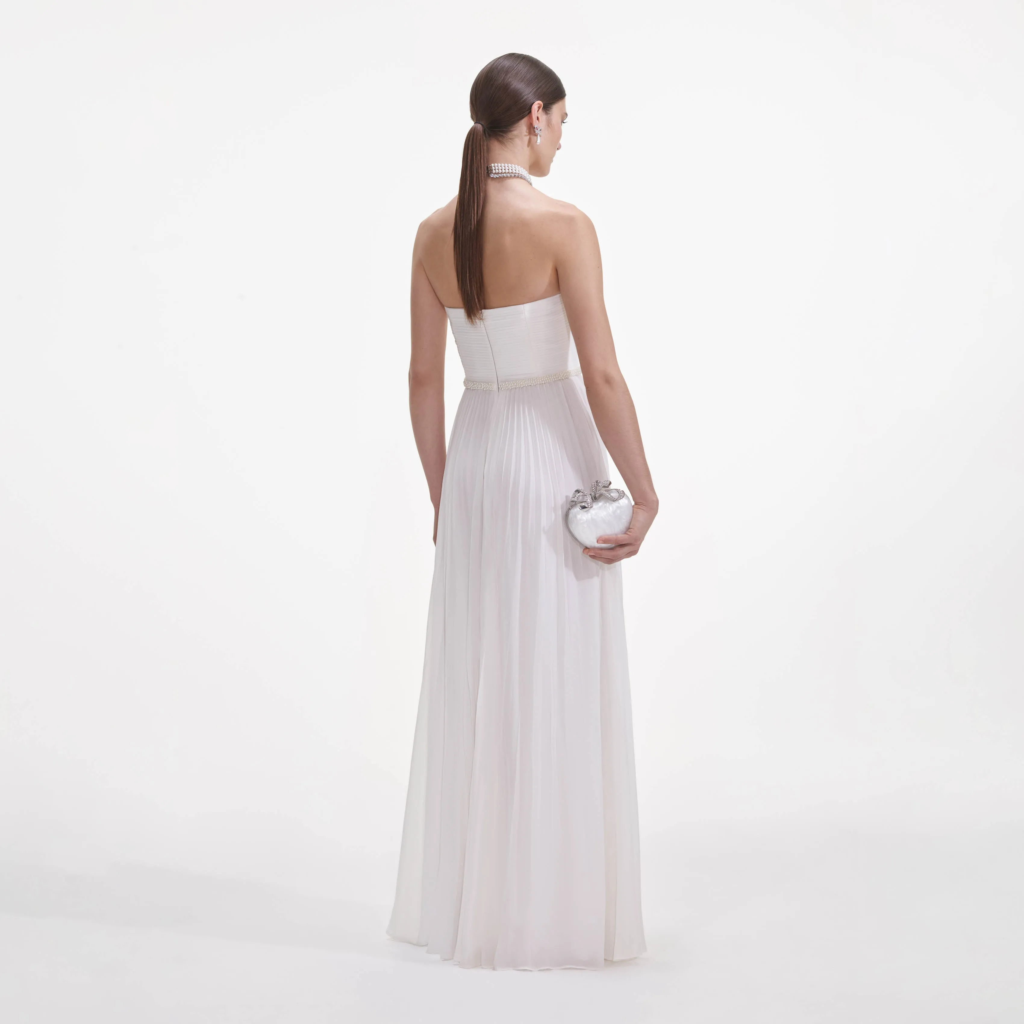 White Chiffon Bow Maxi Dress sold by Self-Portrait product image thumbnail 3