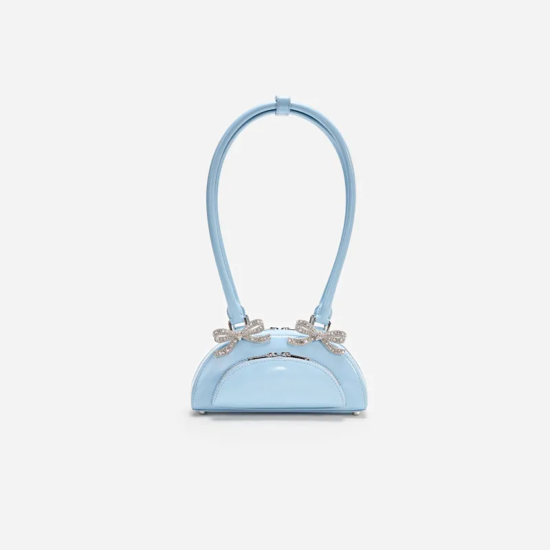 Blue Leather Curved Mini Shoulder Bag made by Self-Portrait