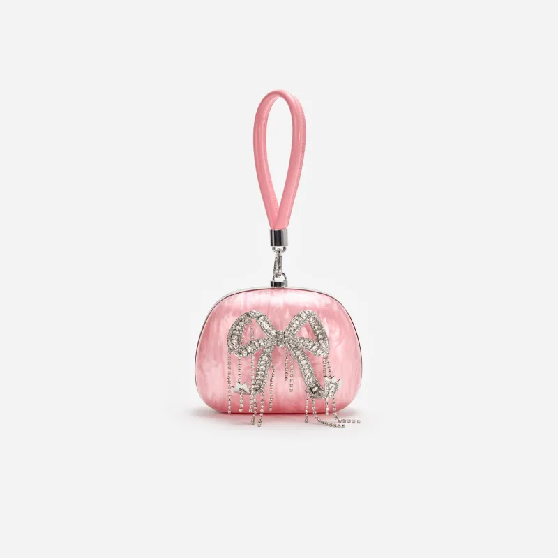 Pink Pearl Top Handle Clutch Bag made by Self-Portrait