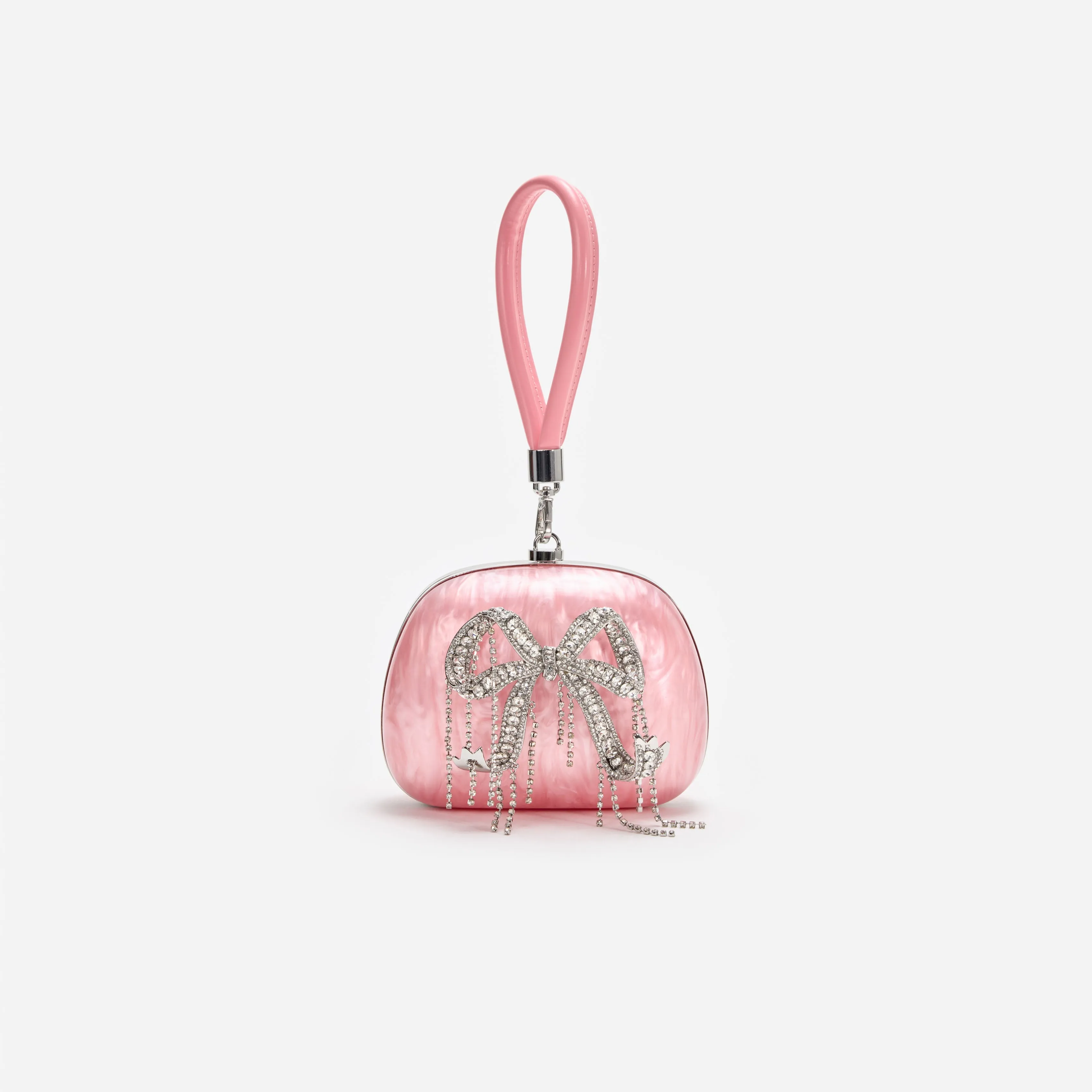 Pink Pearl Top Handle Clutch Bag sold by Self-Portrait