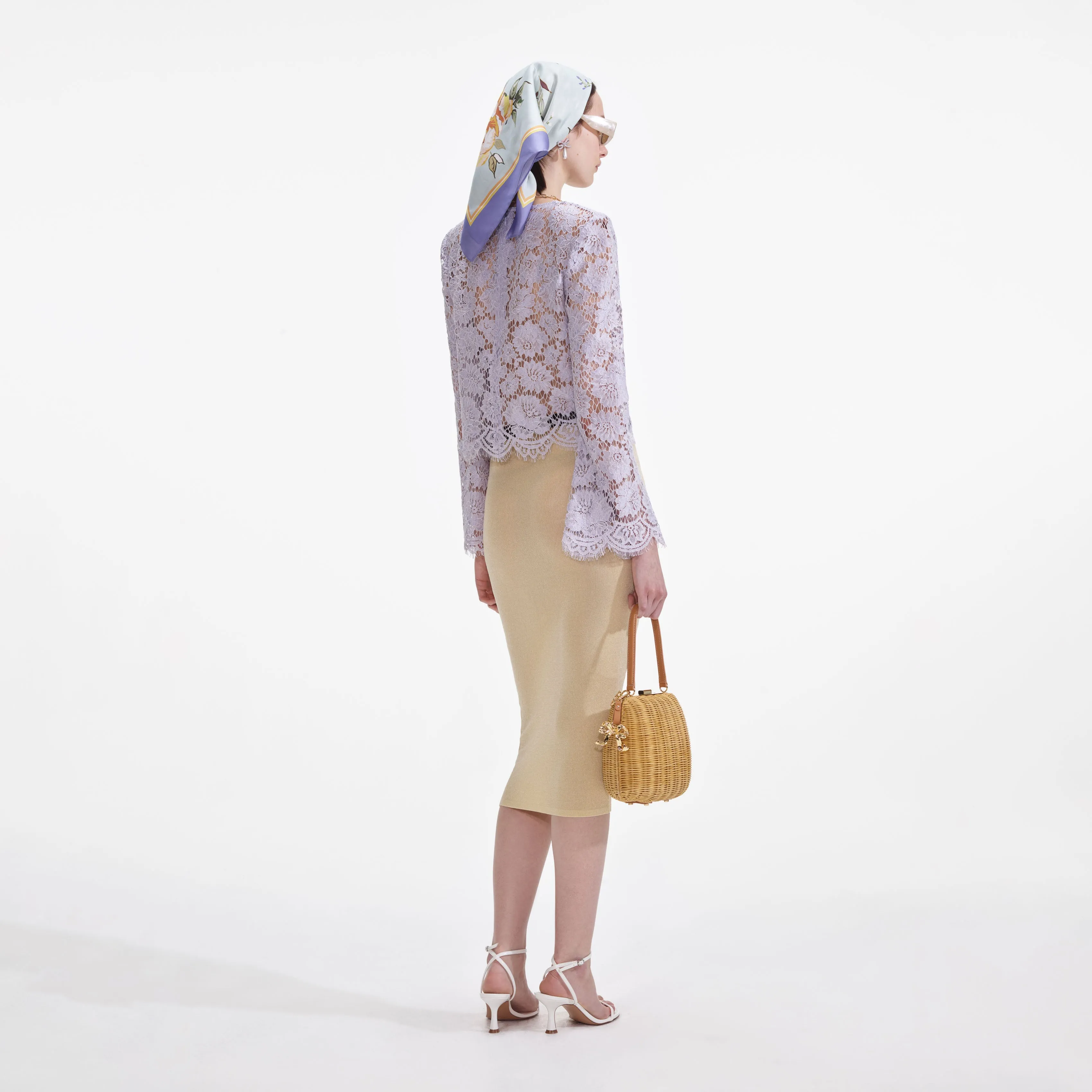 Yellow Viscose Knit Midi Skirt sold by Self-Portrait product image thumbnail 3