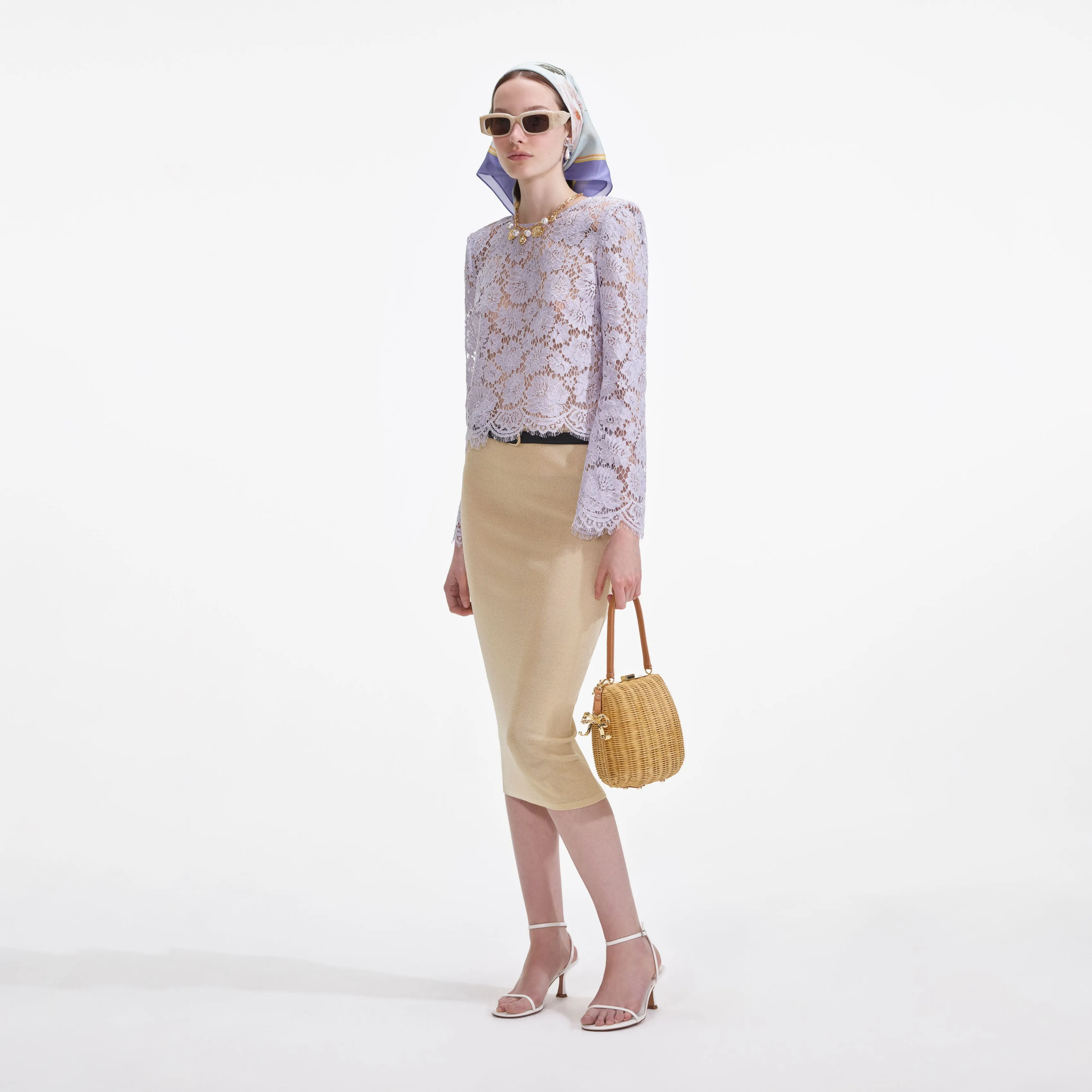 Yellow Viscose Knit Midi Skirt sold by Self-Portrait product image thumbnail 2