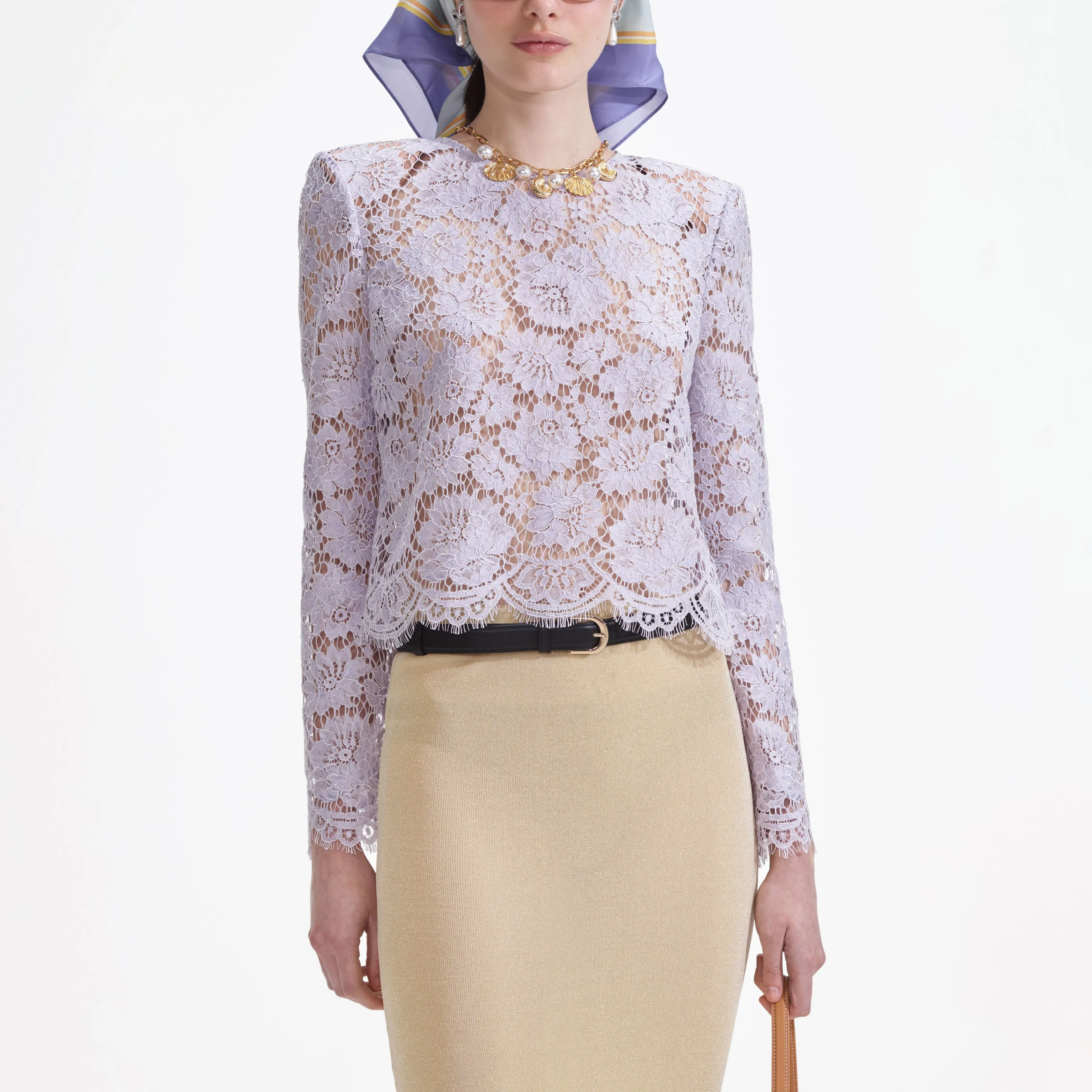 Yellow Viscose Knit Midi Skirt sold by Self-Portrait product image thumbnail 5