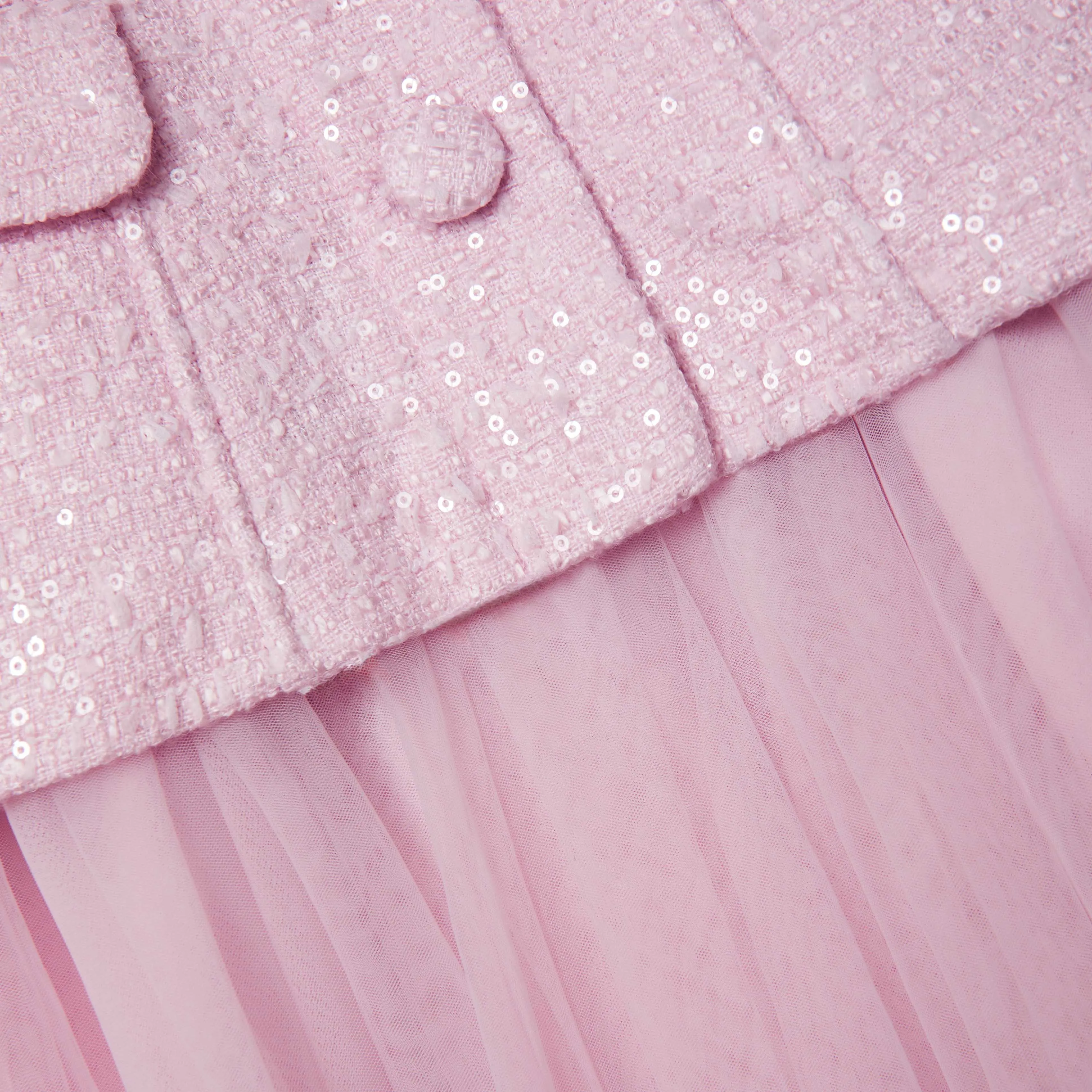 Pink Boucle Tulle Midi Dress sold by Self-Portrait product image thumbnail 5