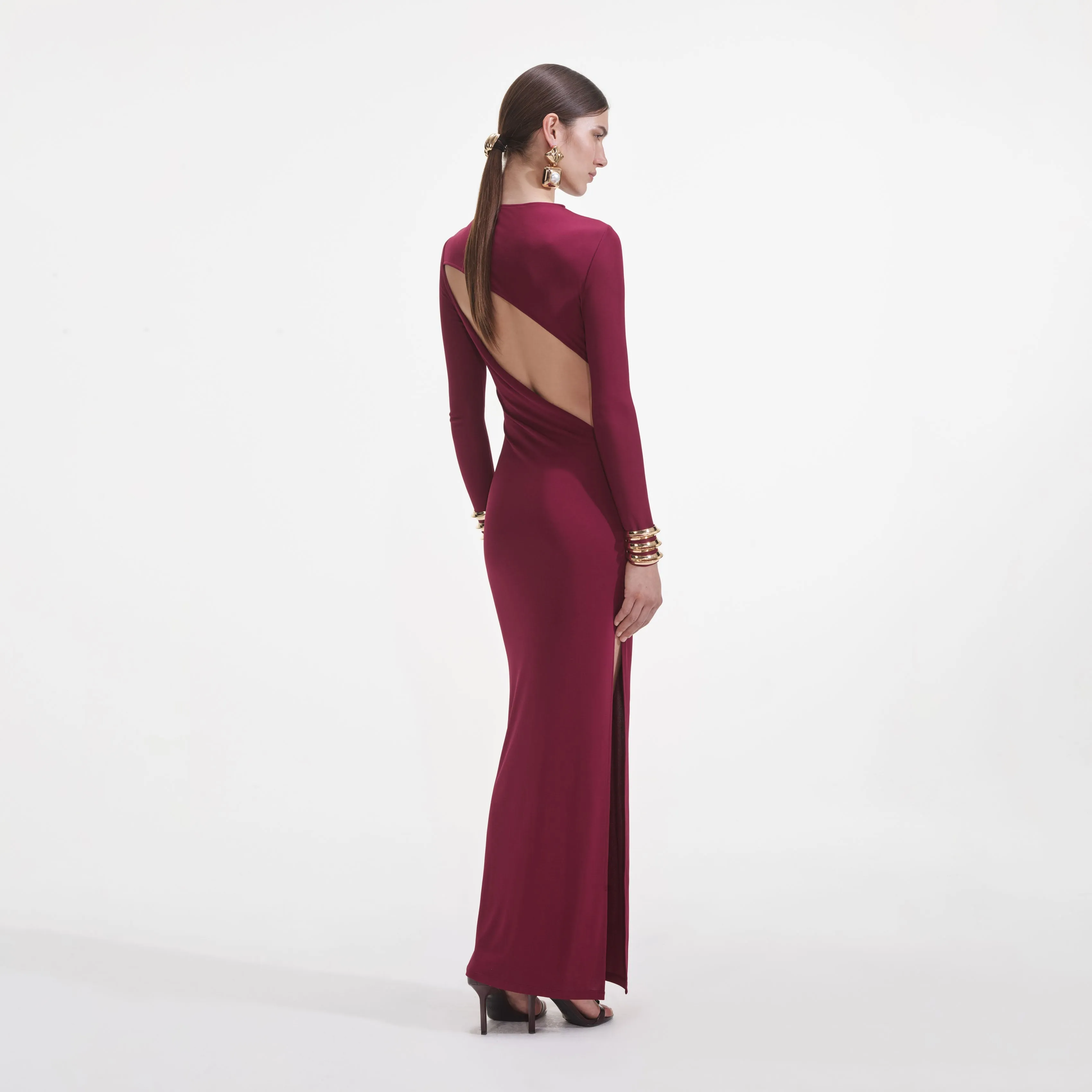 Burgundy Jersey Cut Out Midi Dress sold by Self-Portrait product image thumbnail 3