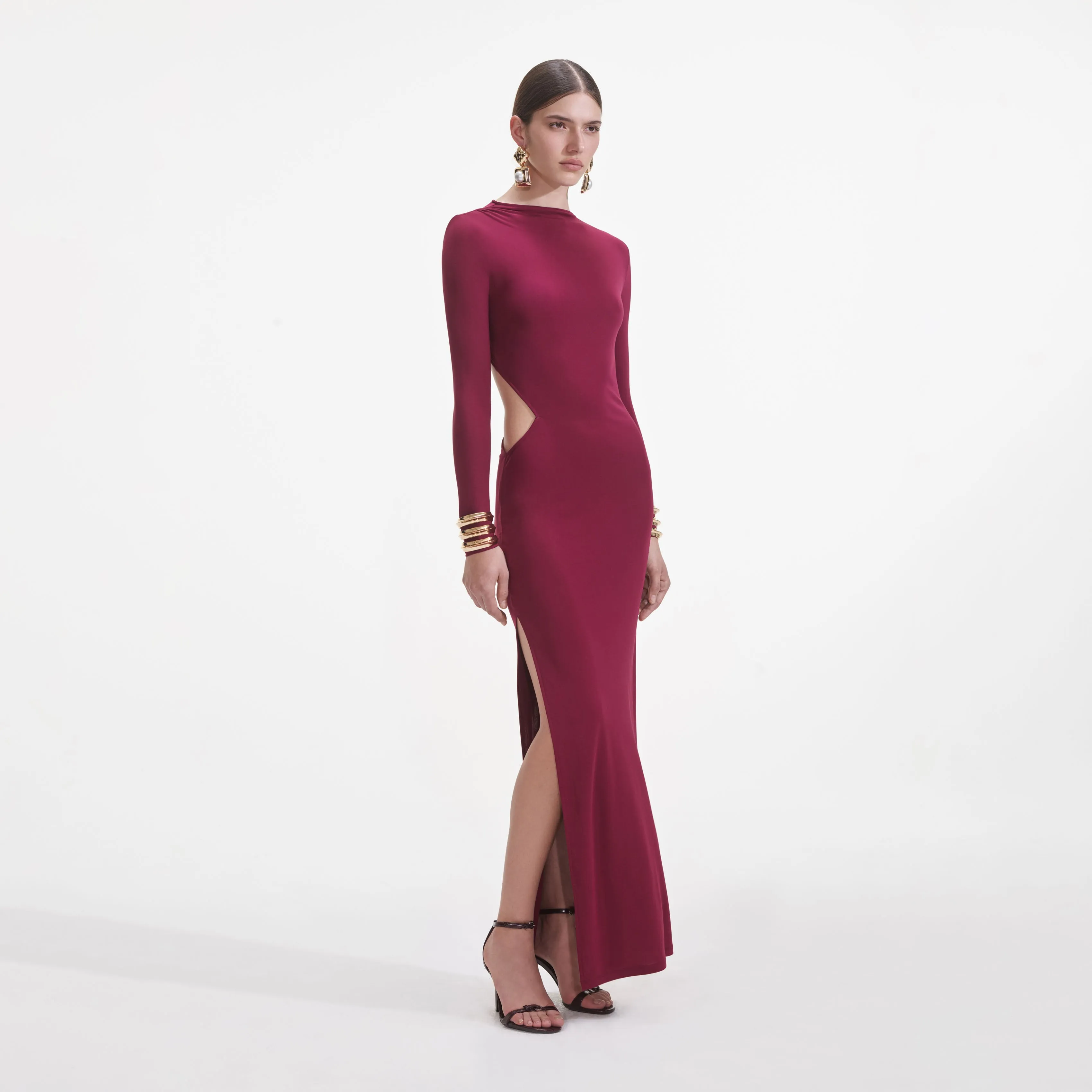 Burgundy Jersey Cut Out Midi Dress sold by Self-Portrait product image thumbnail 2
