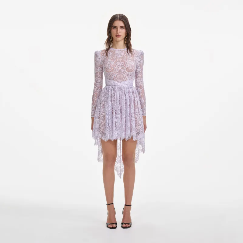 Lilac Lace Satin Mini Dress made by Self-Portrait