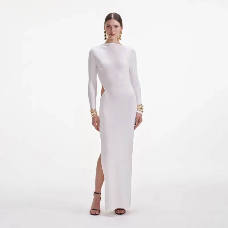 White Jersey Gathered Midi Dress made by Self-Portrait