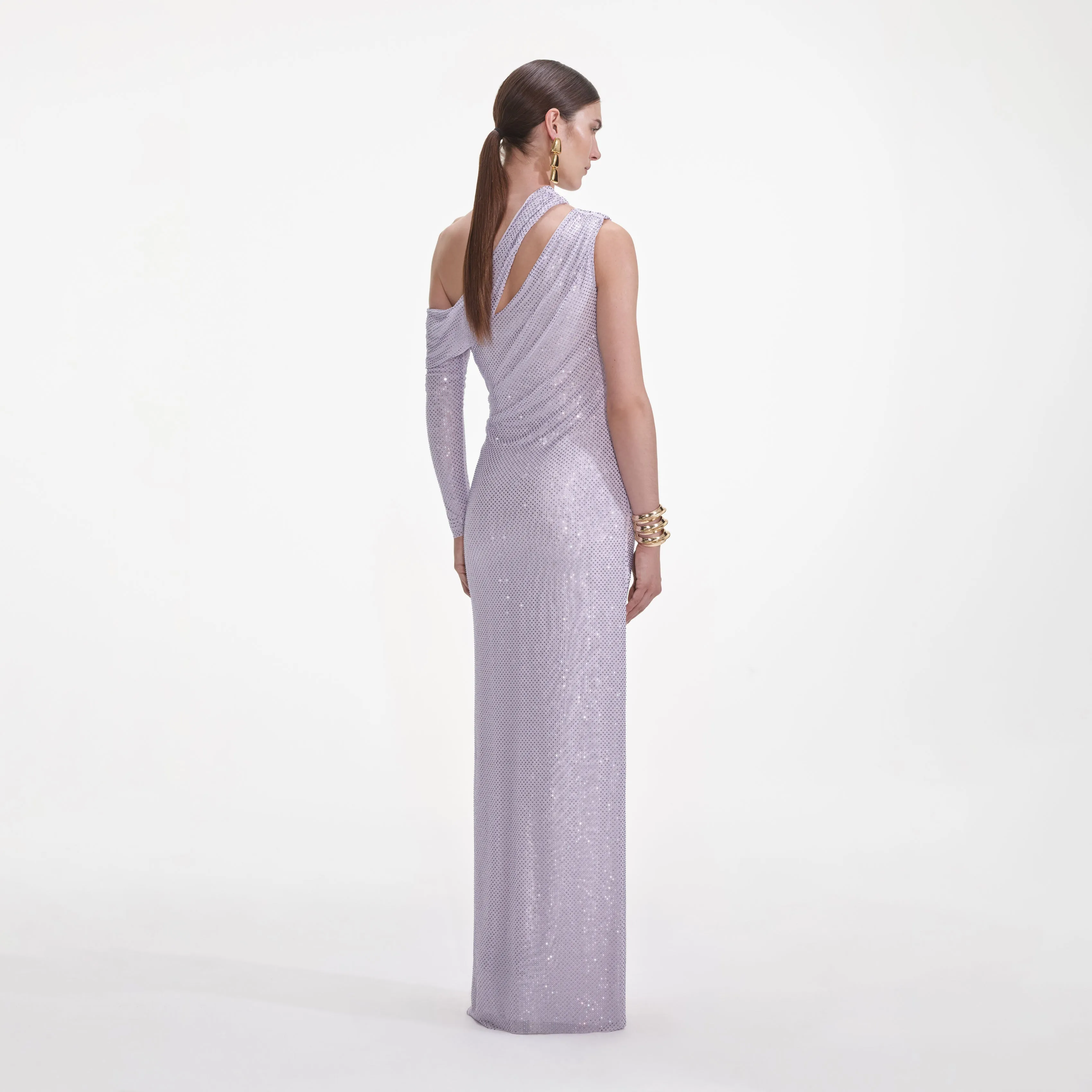 Lilac Rhinestone Gathered Maxi Dress sold by Self-Portrait product image thumbnail 3