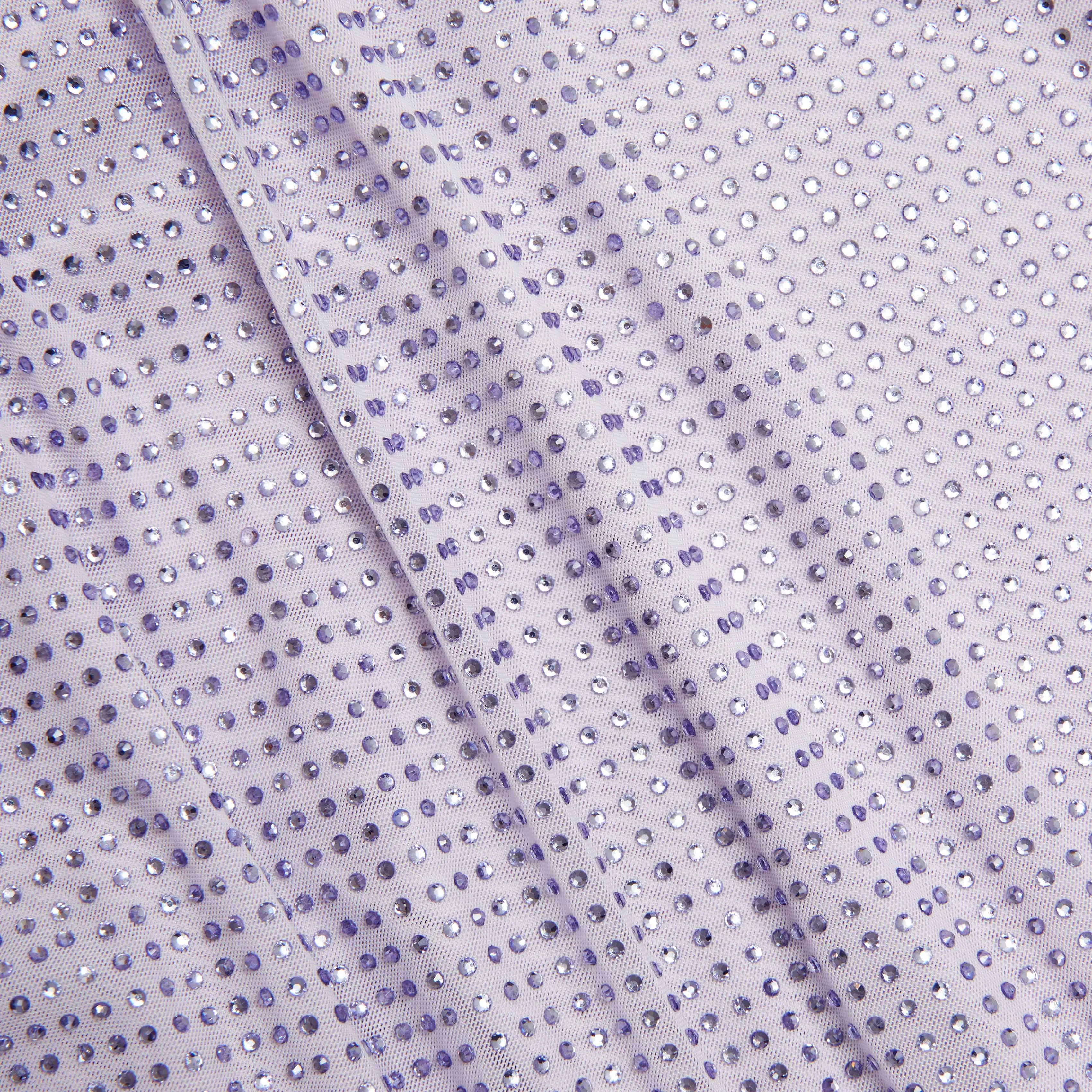 Lilac Rhinestone Gathered Maxi Dress sold by Self-Portrait product image thumbnail 5