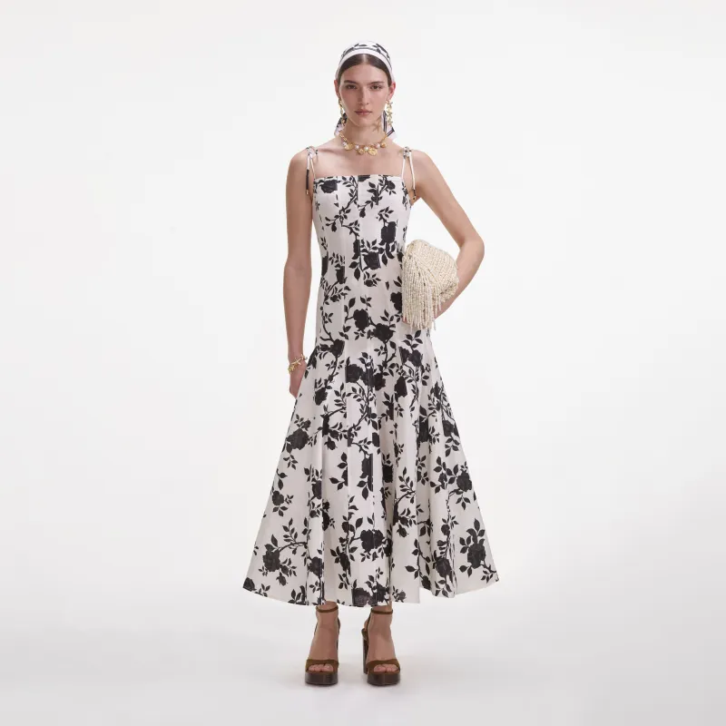 Floral Print Linen Midi Dress made by Self-Portrait