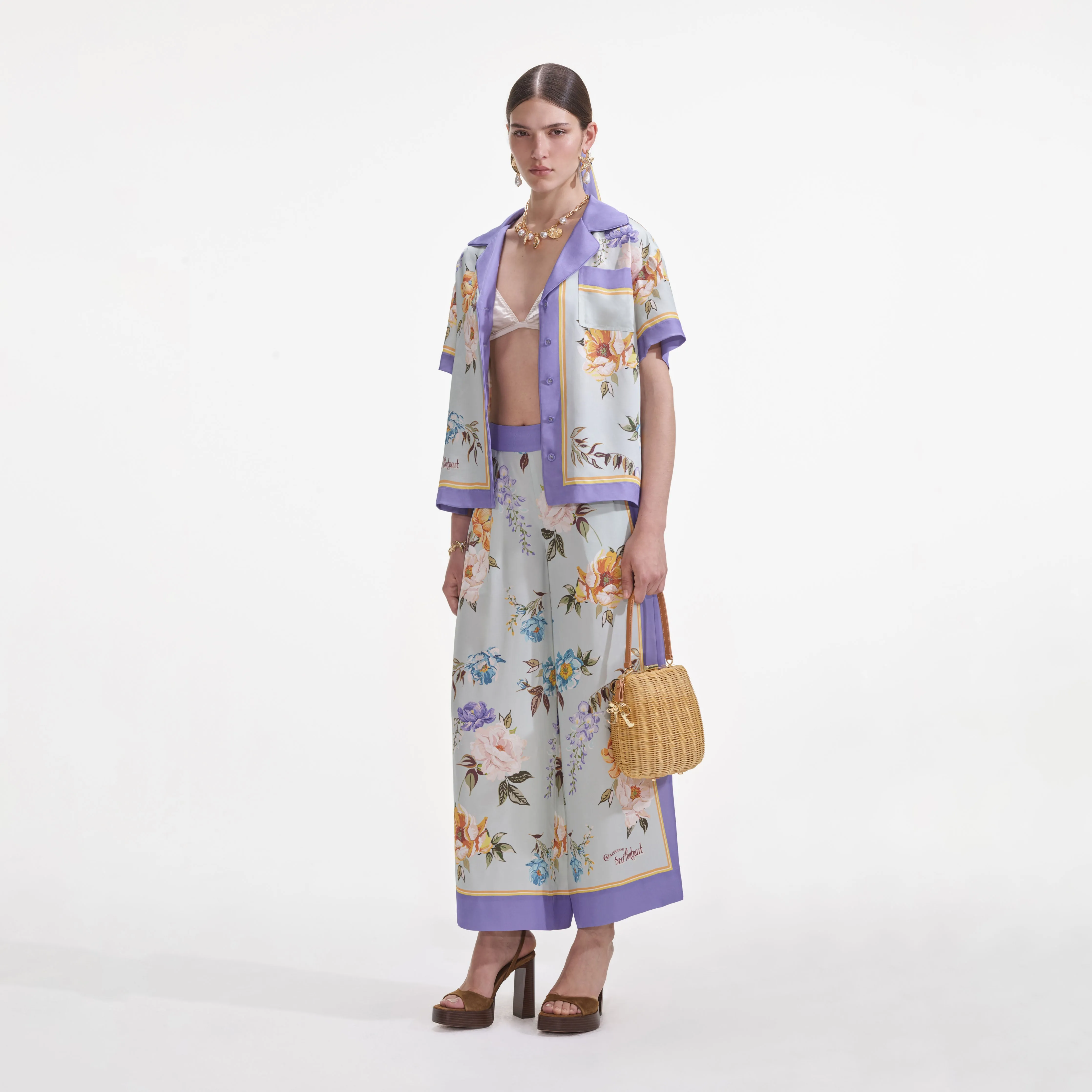 Blue Floral Viscose Shirt sold by Self-Portrait product image thumbnail 2