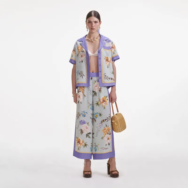Blue Floral Viscose Shirt made by Self-Portrait
