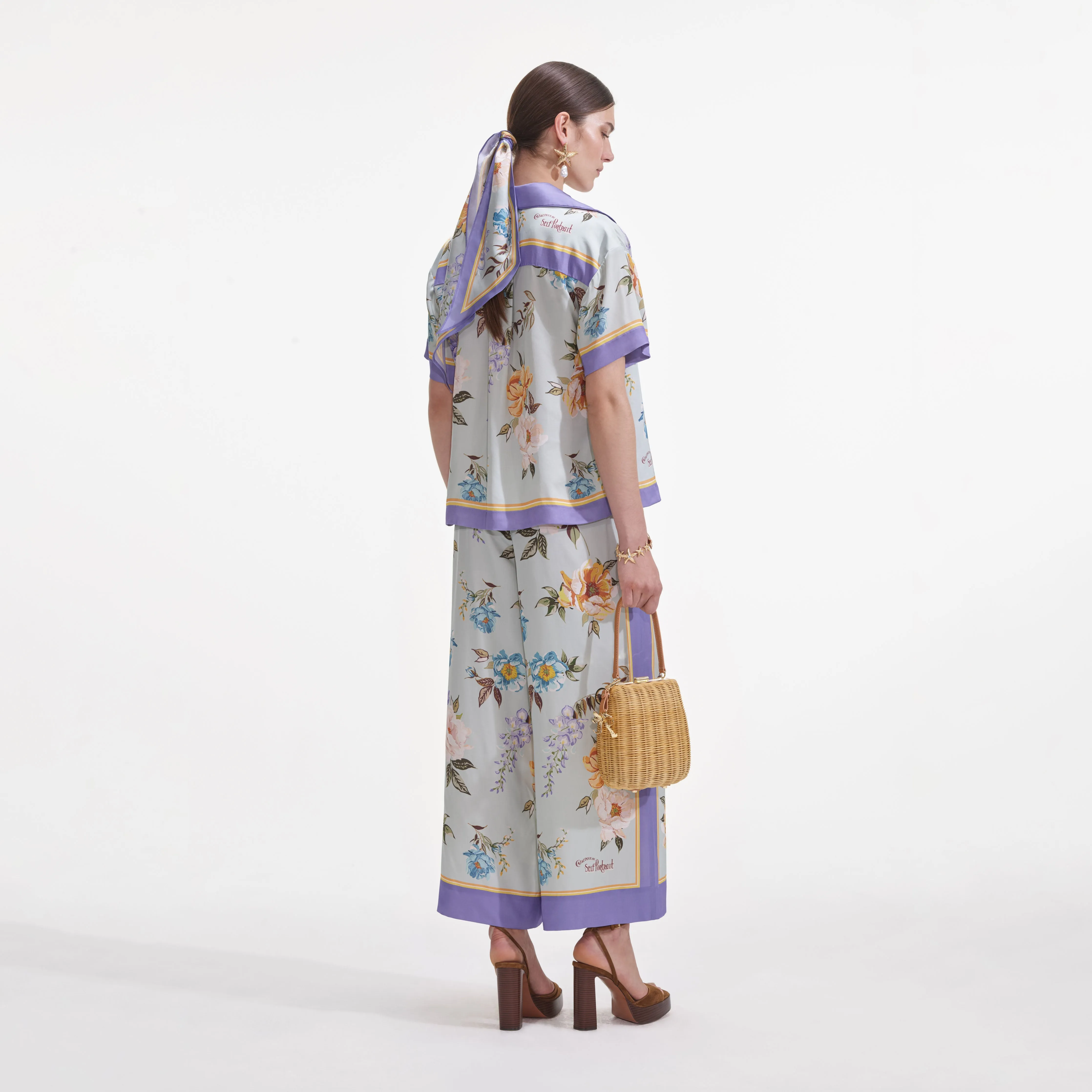 Blue Floral Viscose Shirt sold by Self-Portrait product image thumbnail 3