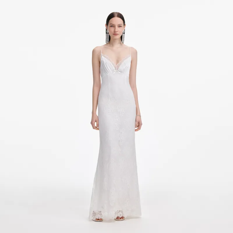 White Strappy Floral Lace Maxi Dress made by Self-Portrait