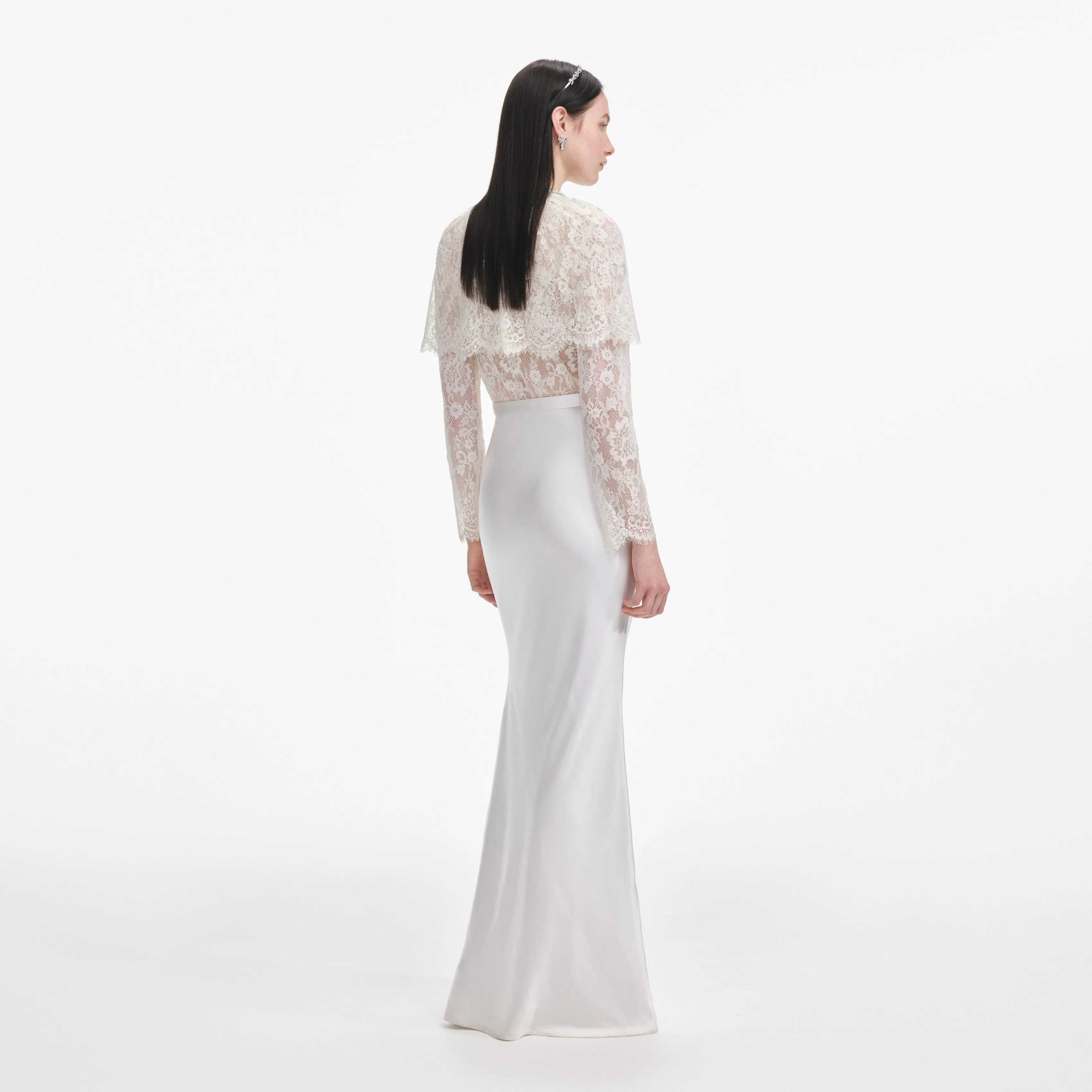 White Lace Cape Maxi Dress sold by Self-Portrait product image thumbnail 3
