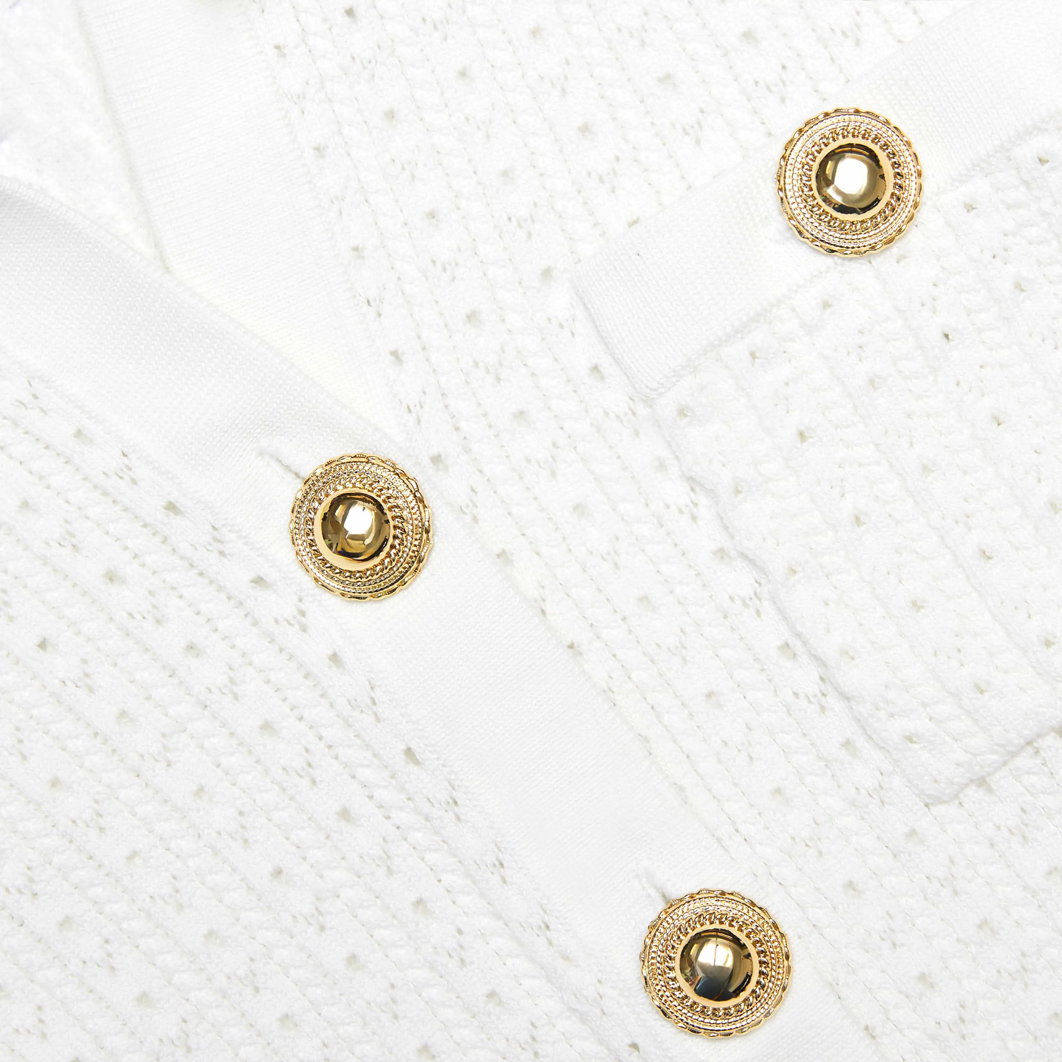 White Pointelle Peplum Knit Mini Dress sold by Self-Portrait product image thumbnail 5