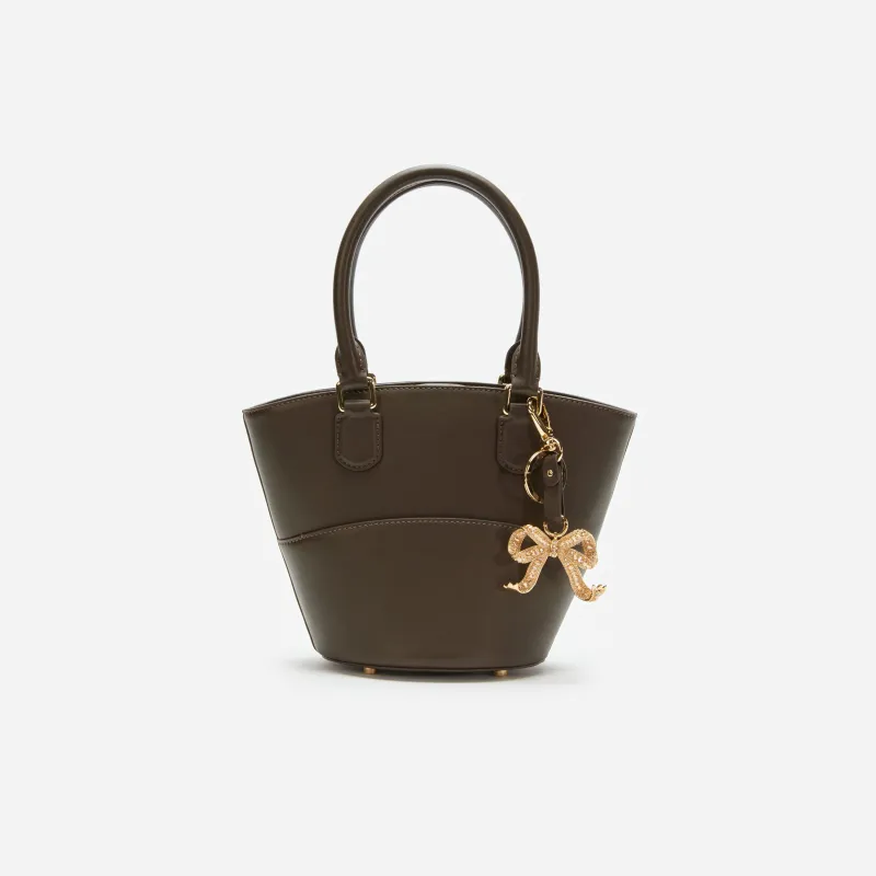 Dark Brown Leather Charm Tote Bag made by Self-Portrait