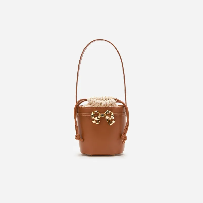 Brown Leather Shoulder Bow Bag made by Self-Portrait