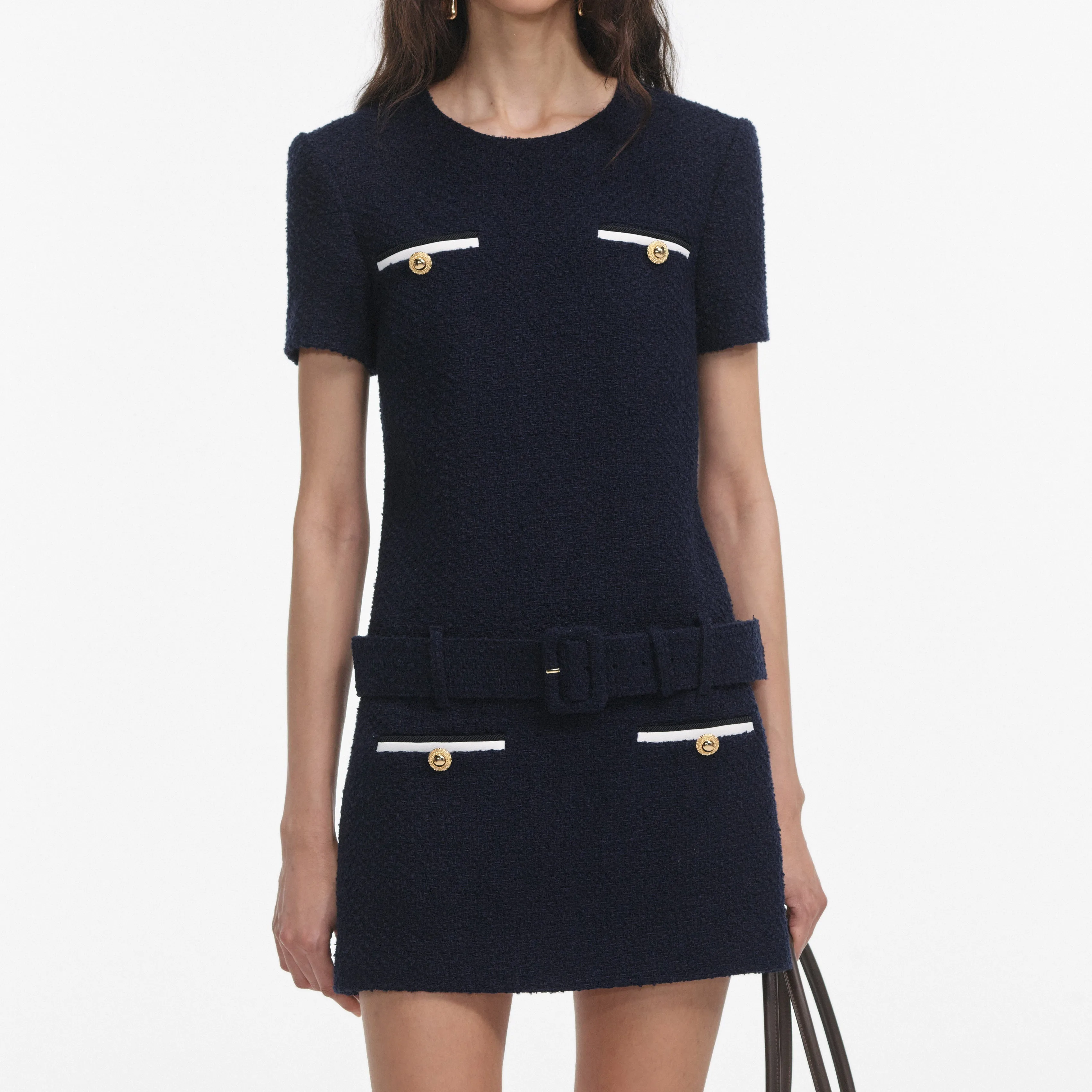 Navy Boucle Mini Dress sold by Self-Portrait product image thumbnail 4