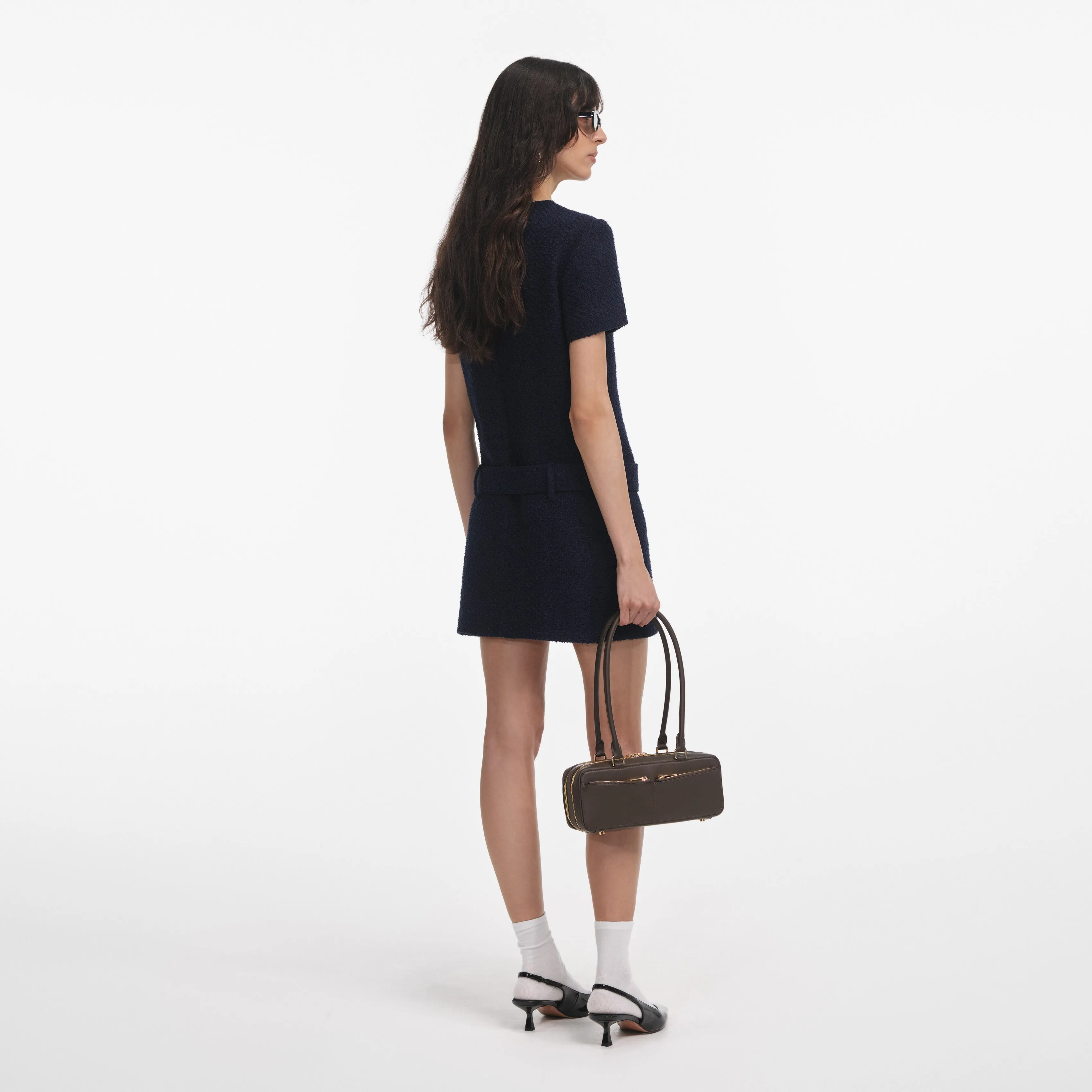 Navy Boucle Mini Dress sold by Self-Portrait product image thumbnail 3