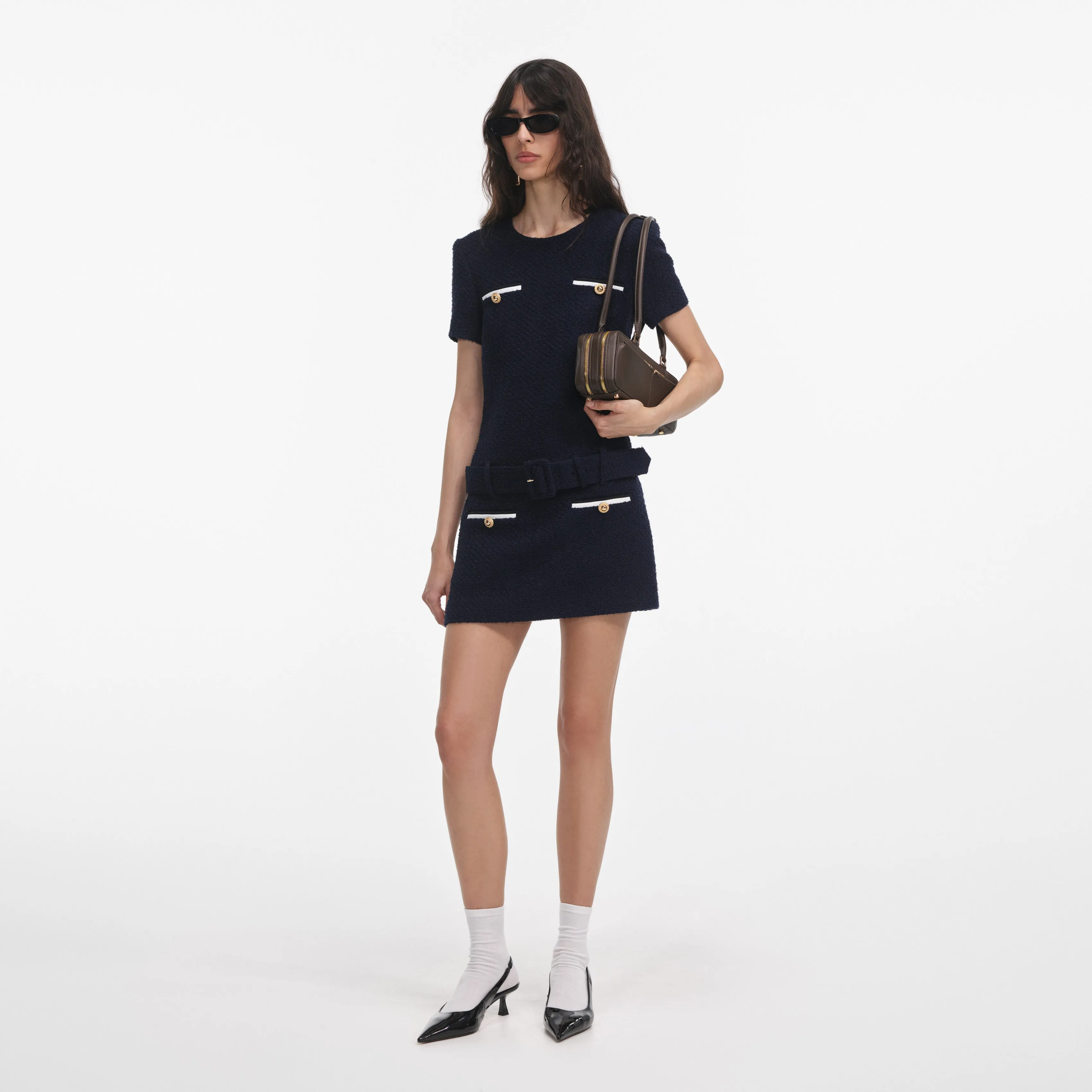 Navy Boucle Mini Dress sold by Self-Portrait product image thumbnail 2