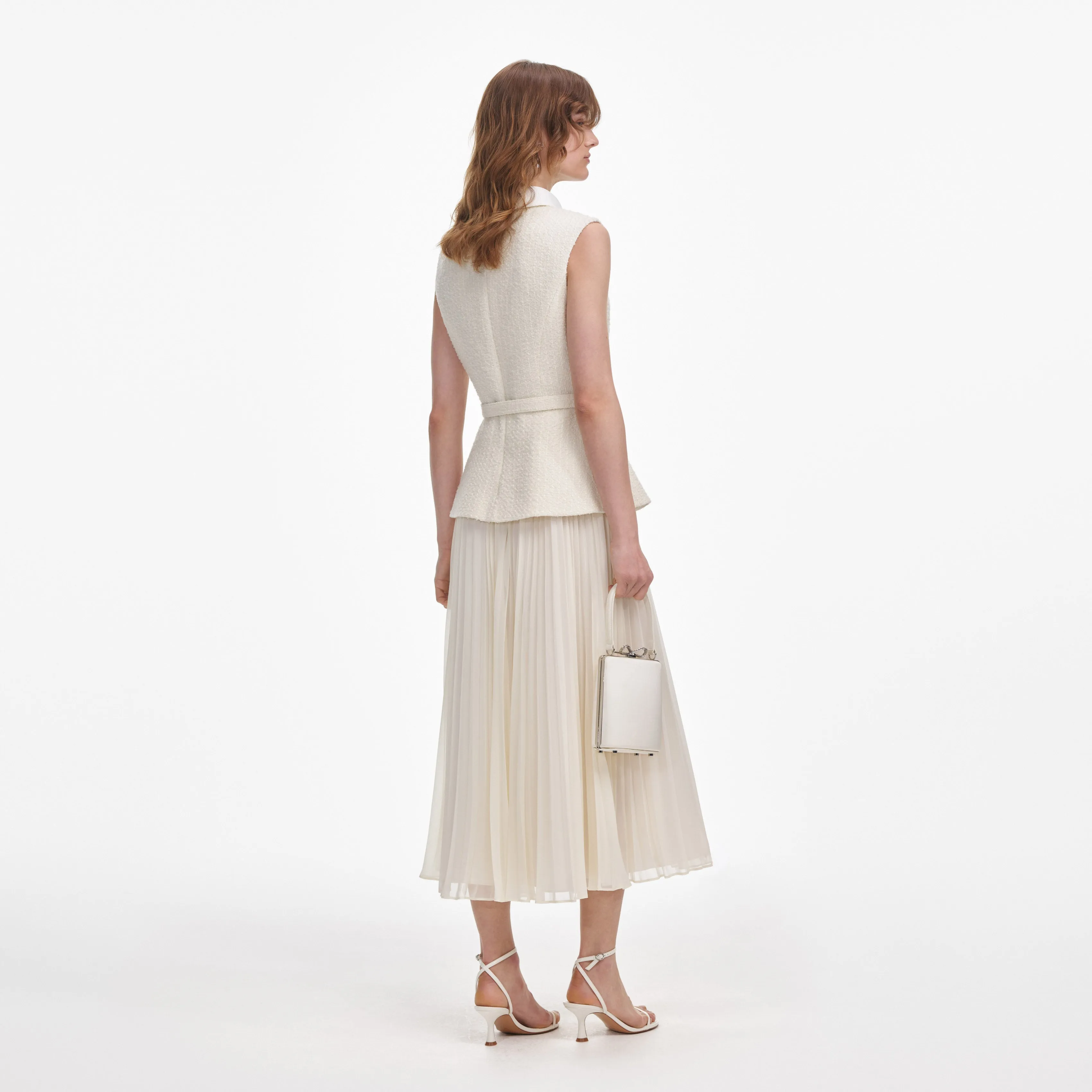 Cream Boucle Sleeveless Midi Dress sold by Self-Portrait product image thumbnail 3