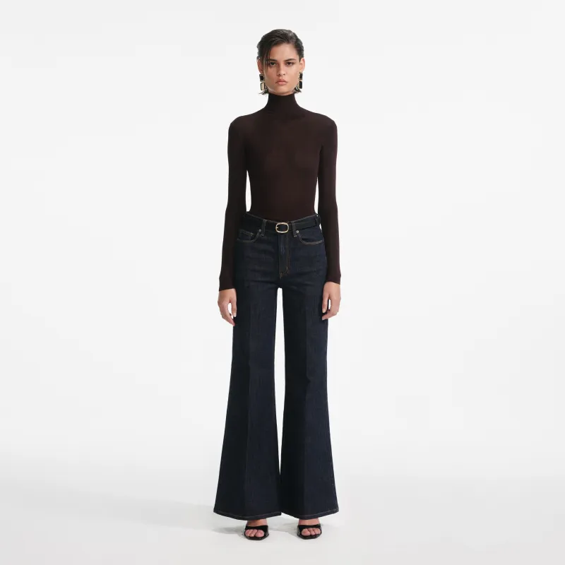 Brown Viscose Knit Top made by Self-Portrait