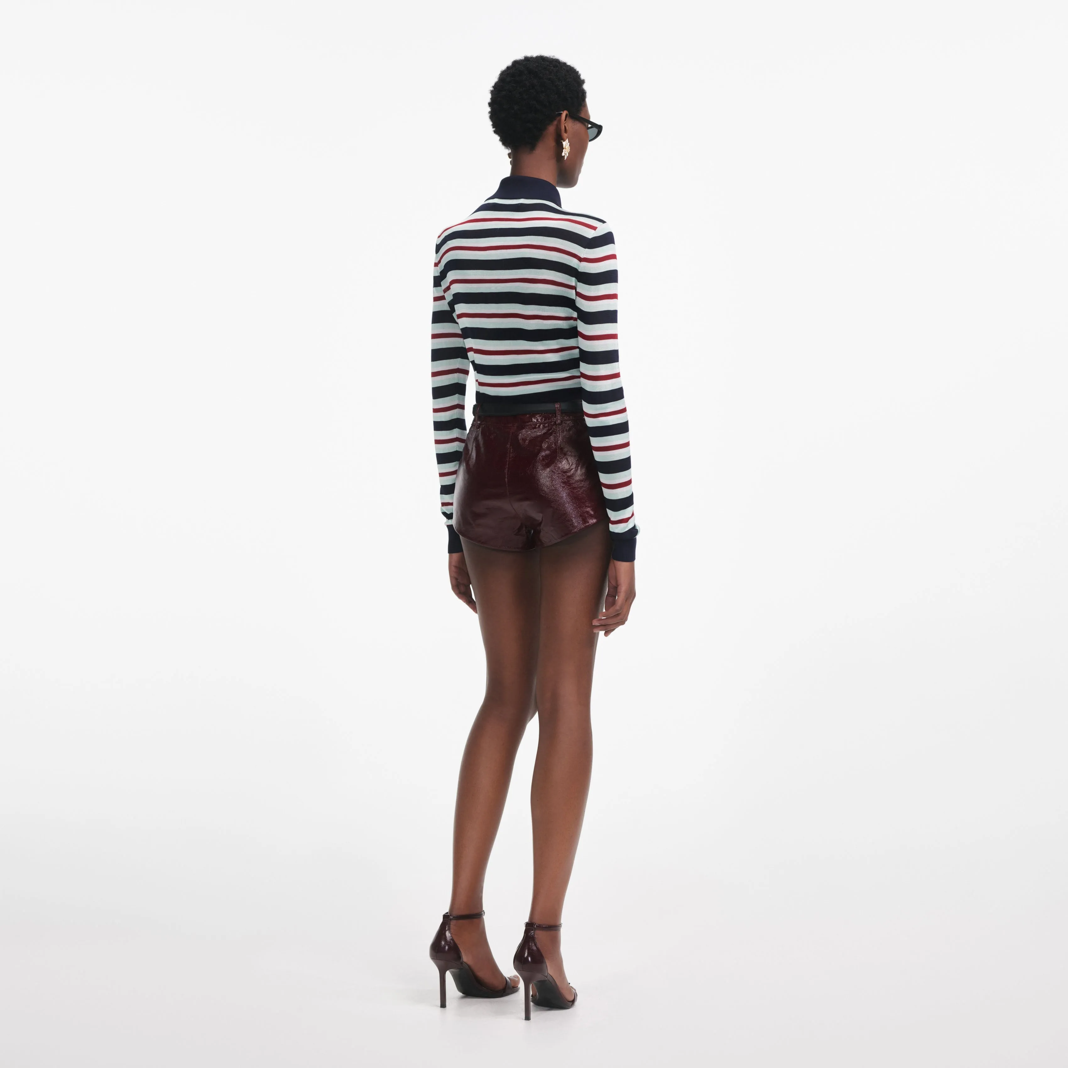 Navy Striped Viscose Knit Top sold by Self-Portrait product image thumbnail 3
