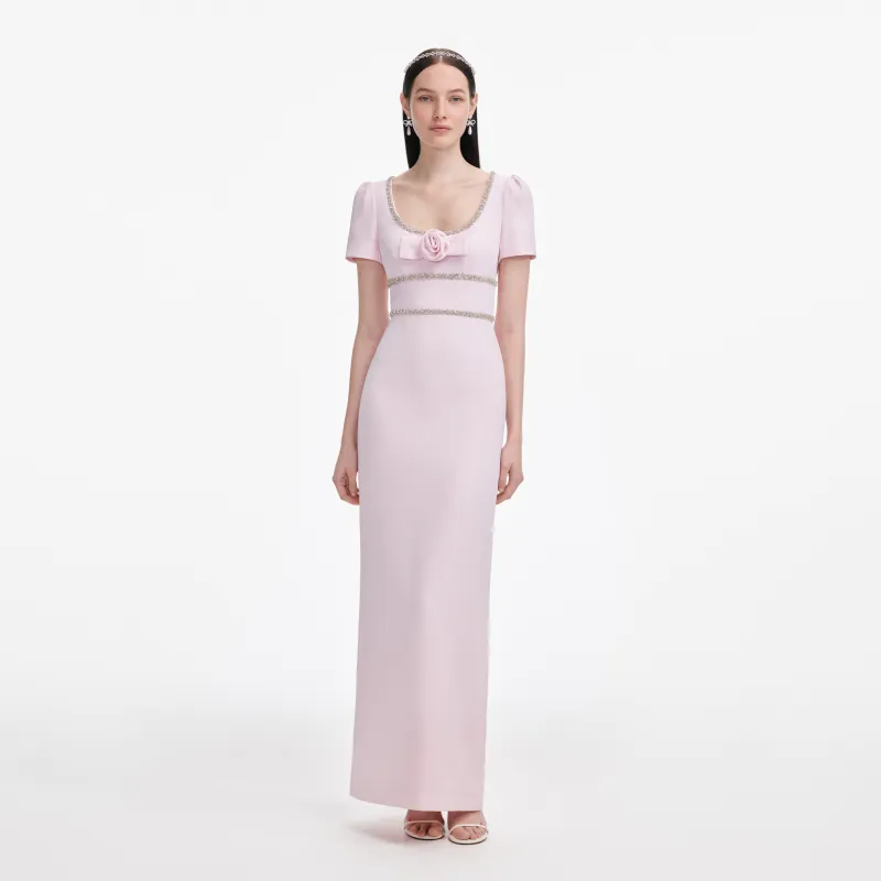 Pink Crepe Crystal Trim Maxi Dress made by Self-Portrait