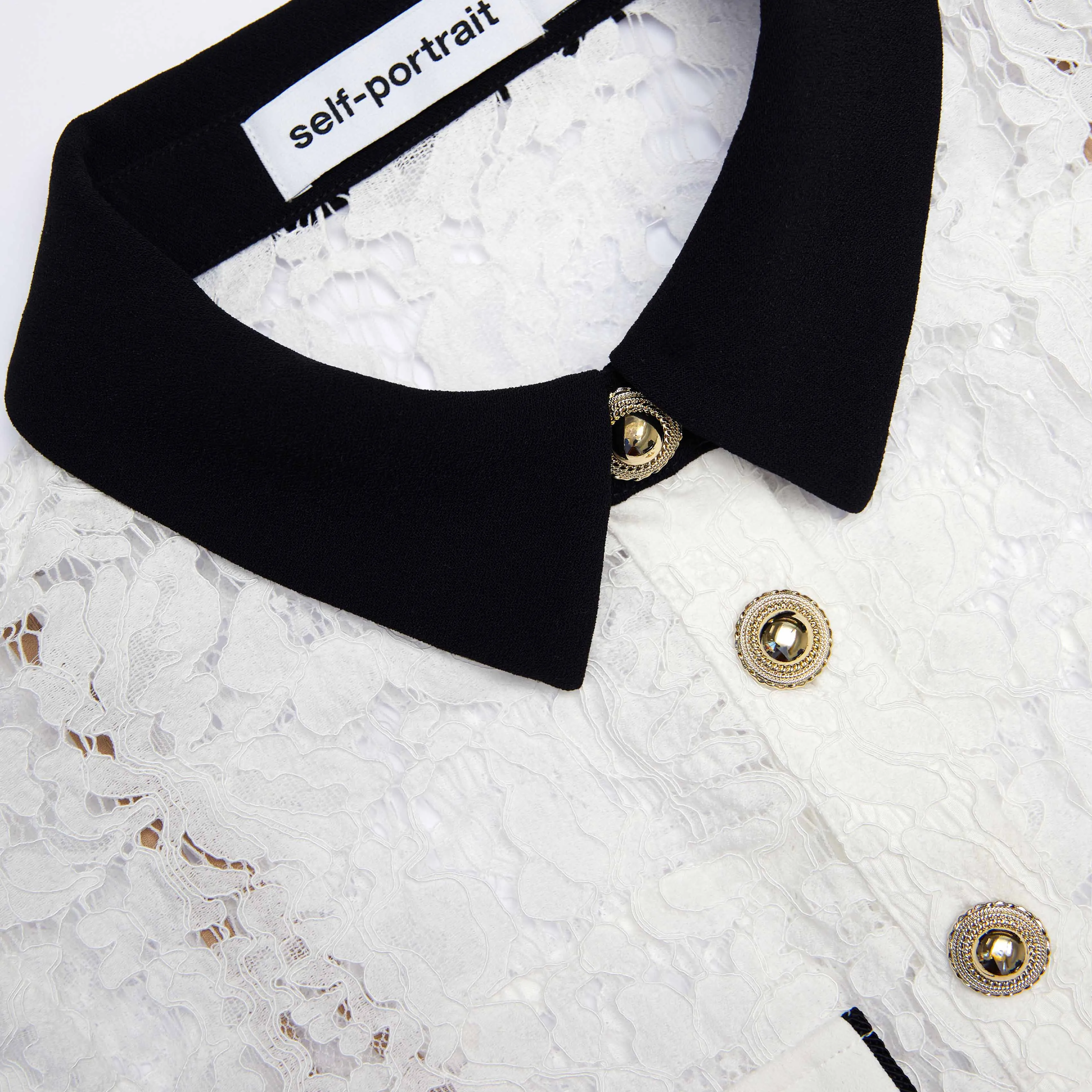White Lace Contrast Collar Mini Dress sold by Self-Portrait product image thumbnail 5