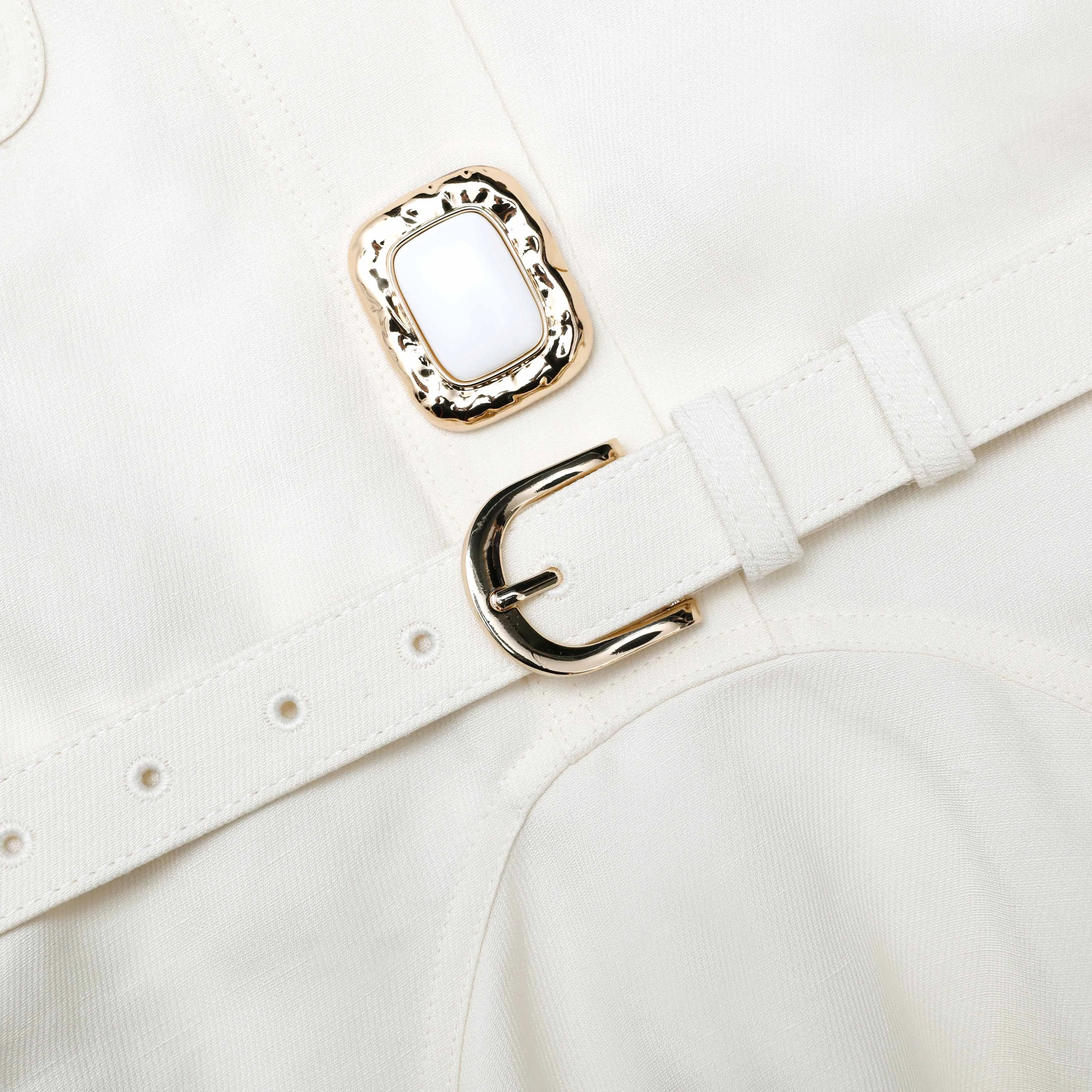 Cream Linen Mini Dress sold by Self-Portrait product image thumbnail 5